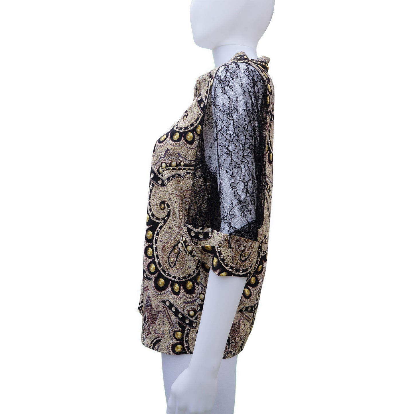 ETRO SILK AND LACE CROPPED SLEEVE TOP - leefluxury.com
