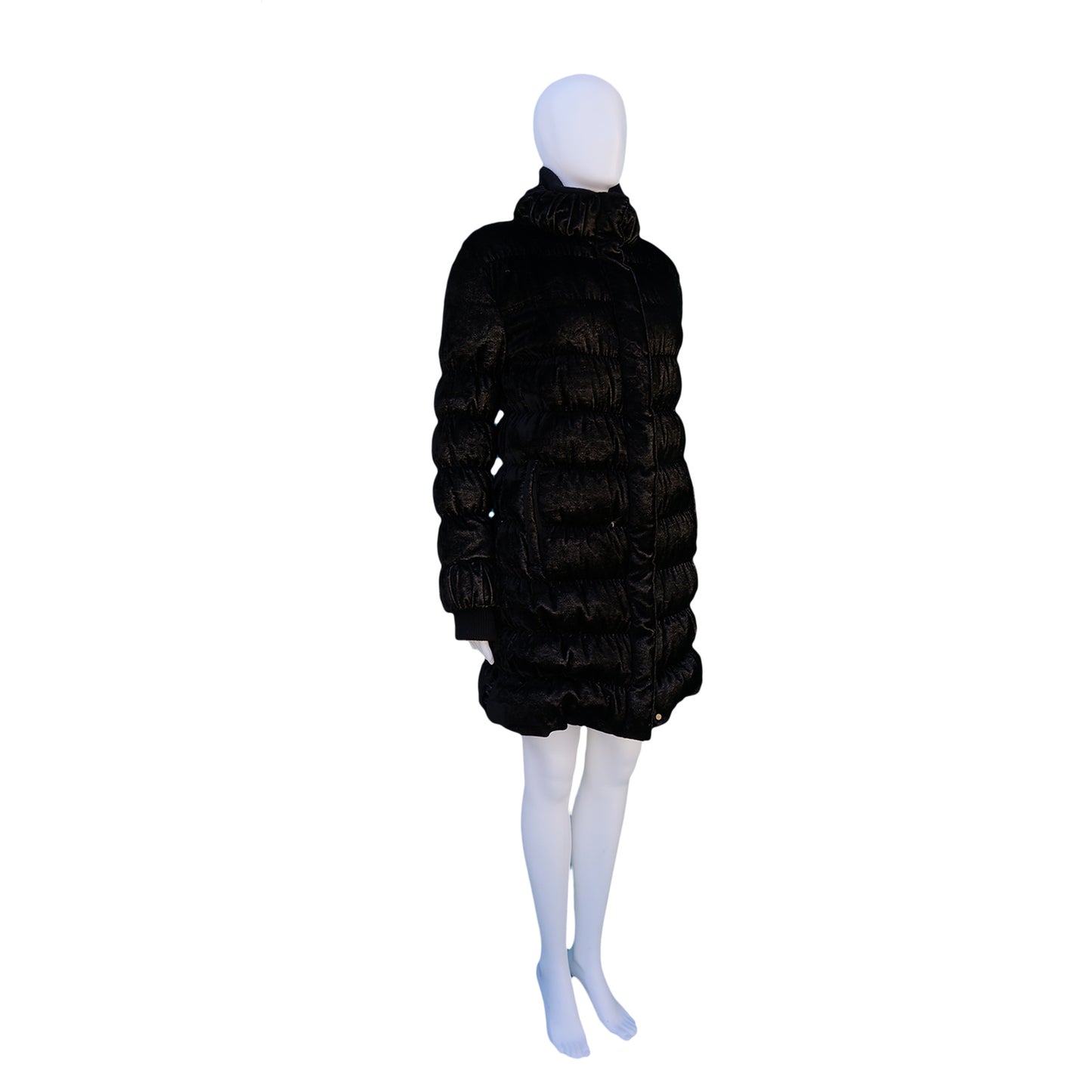 FENDI BLACK METALLIC PUFFER COAT - leefluxury.com