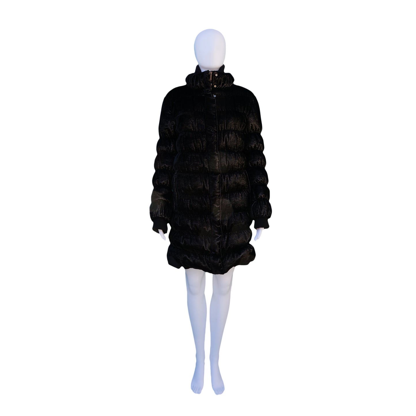 FENDI BLACK METALLIC PUFFER COAT - leefluxury.com