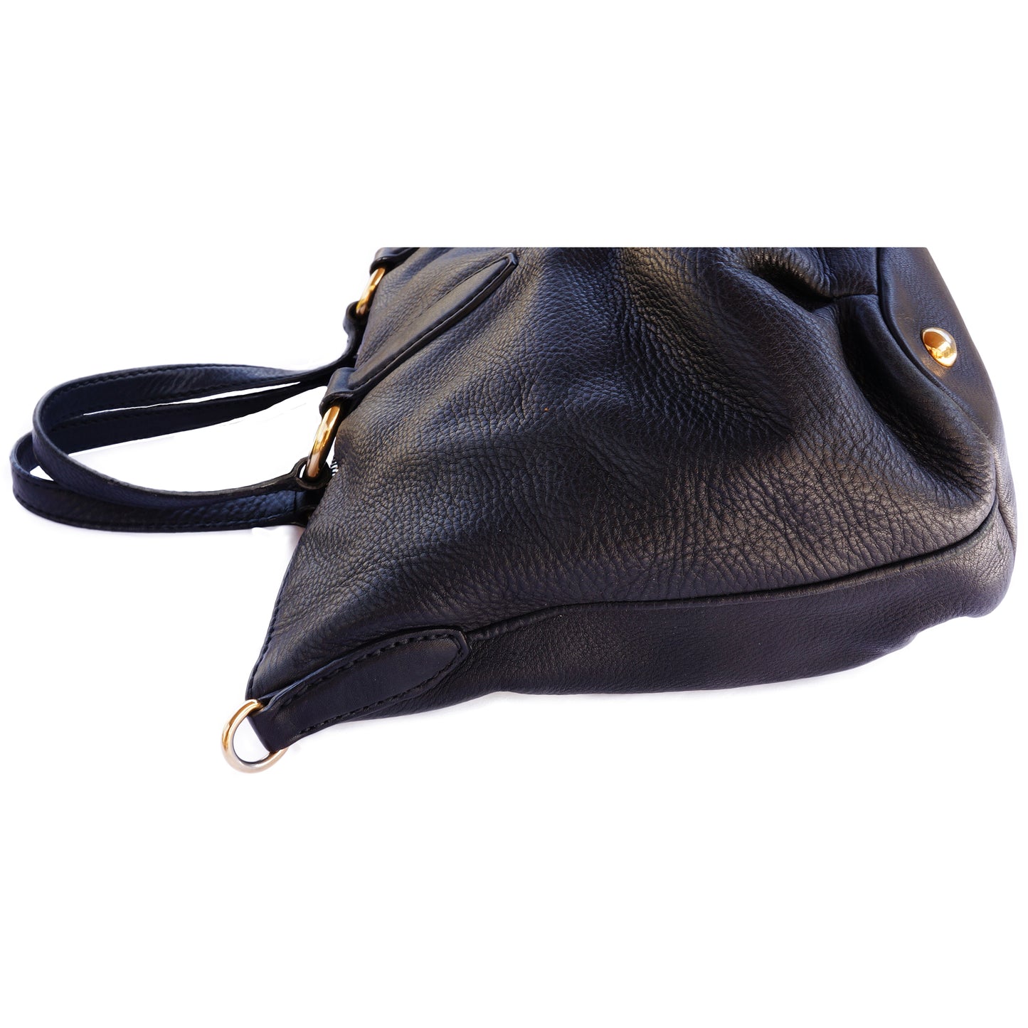 MIU MIU VITELLO LEATHER BLACK SATCHEL BAG - leefluxury.com