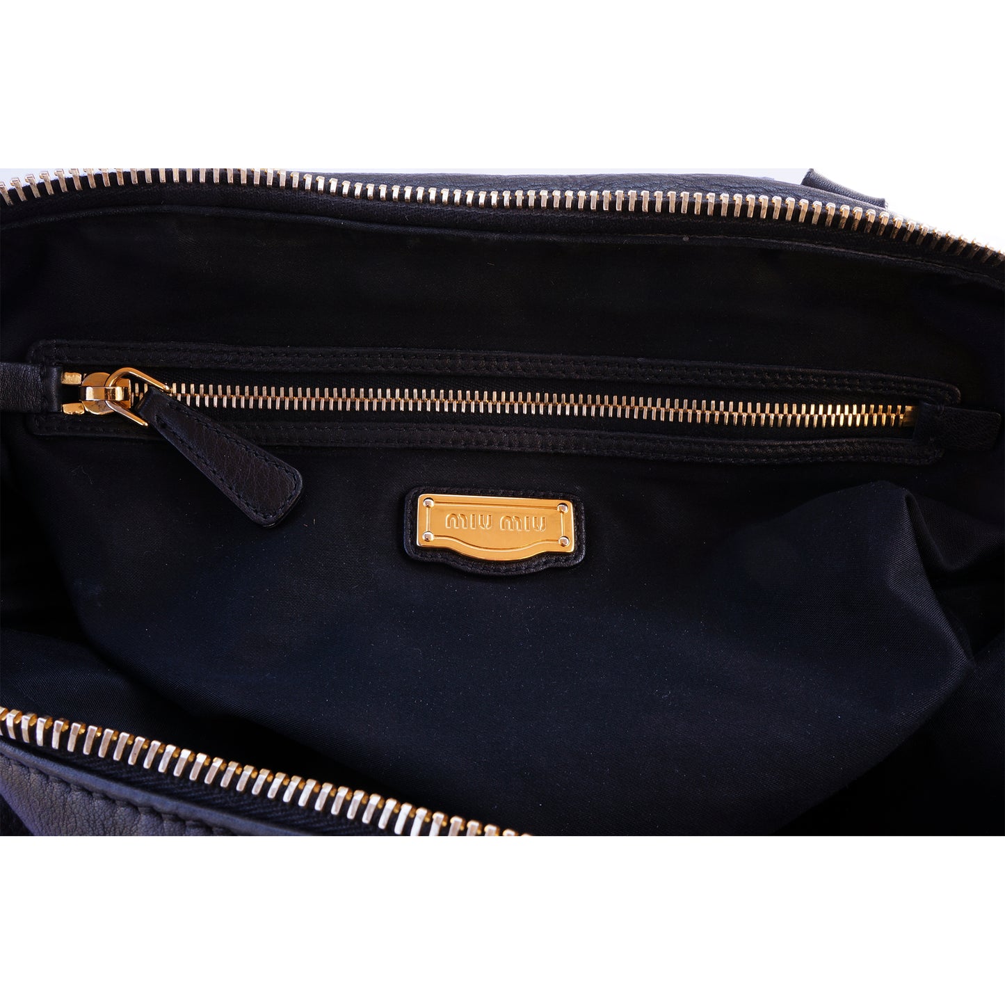 MIU MIU VITELLO LEATHER BLACK SATCHEL BAG - leefluxury.com