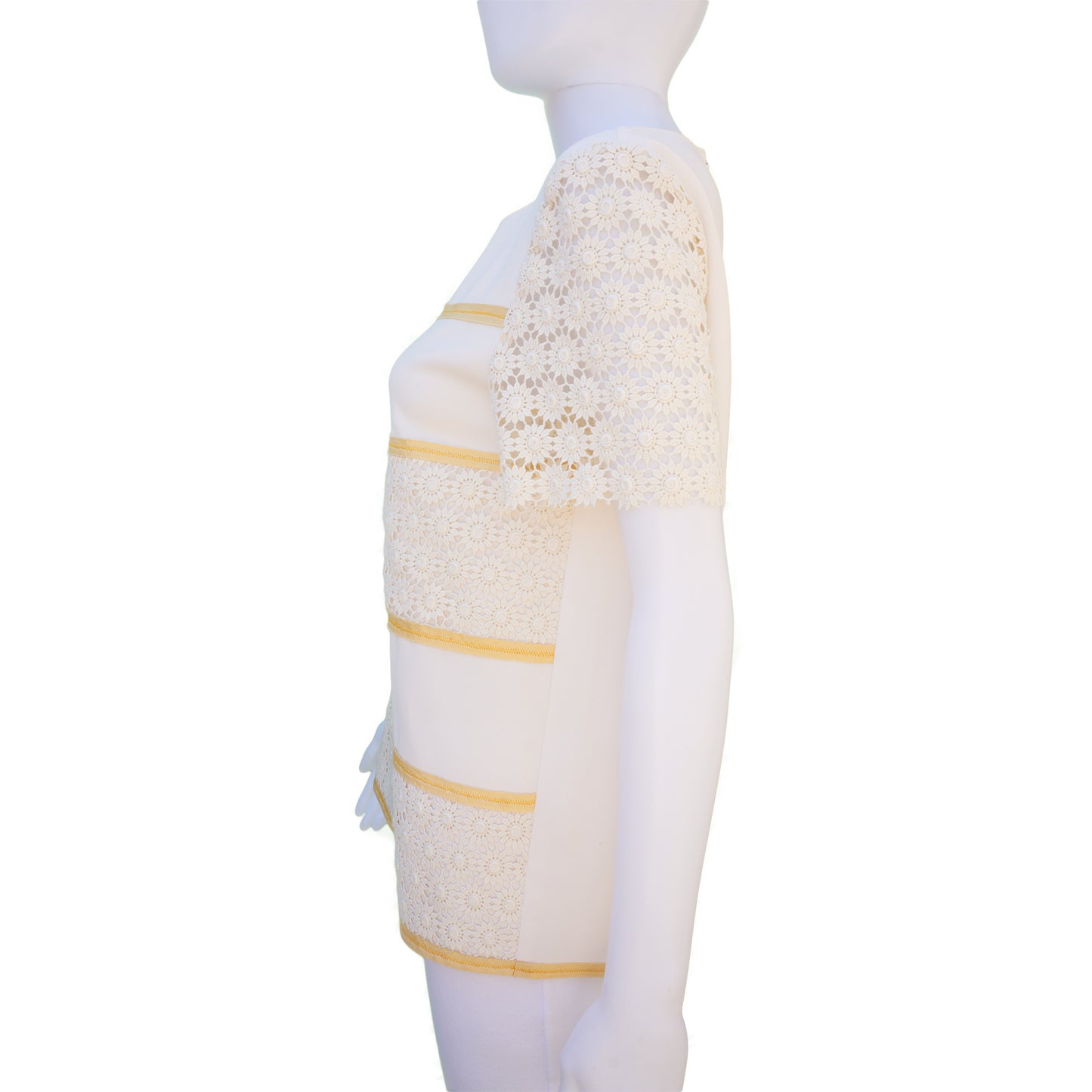 MOSCHINO CHEAP & CHIC PANEL FLORAL LACE TOP - leefluxury.com