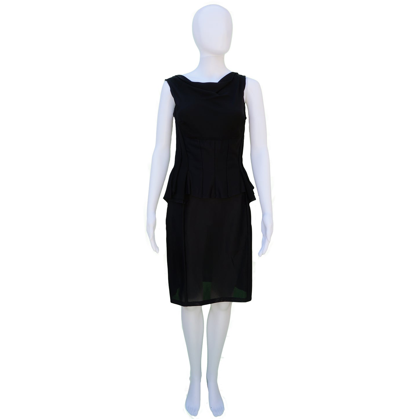 NiNA RICCI BLACK COWL BODICE DRESS - leefluxury.com