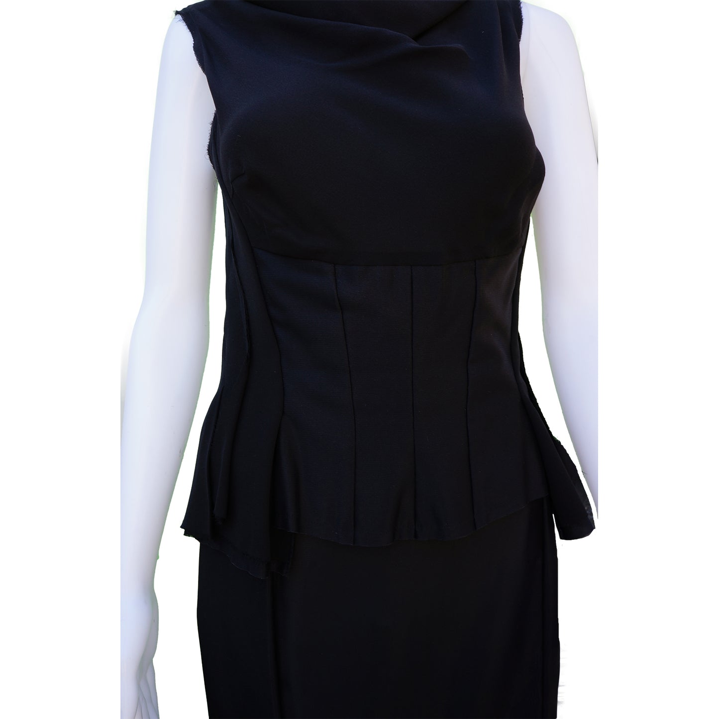 NiNA RICCI BLACK COWL BODICE DRESS - leefluxury.com
