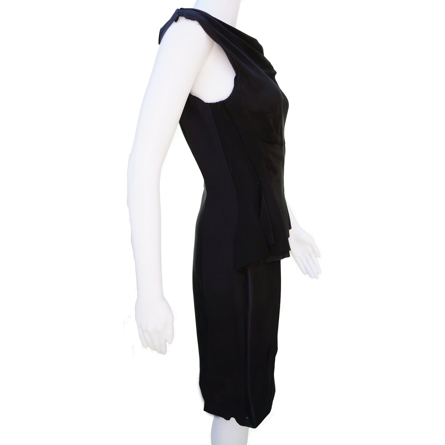 NiNA RICCI BLACK COWL BODICE DRESS - leefluxury.com