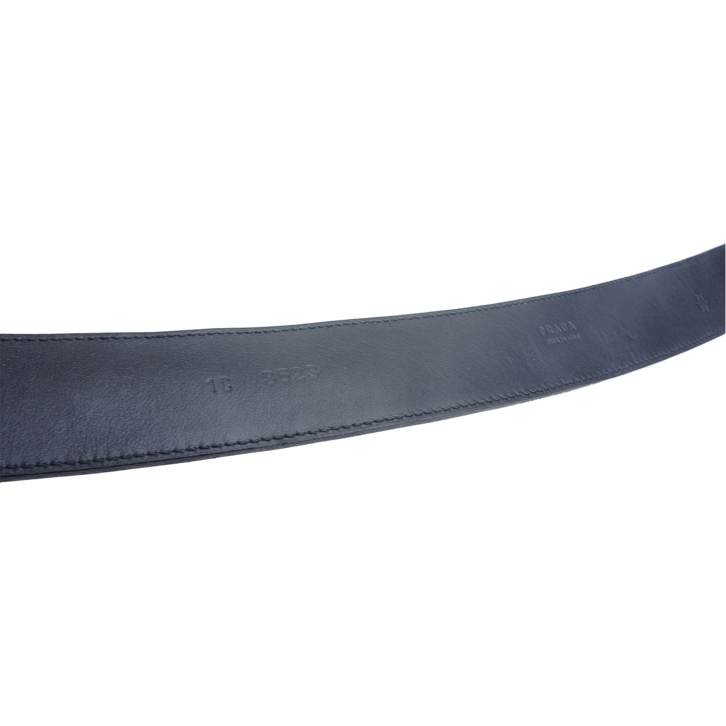 PRADA LOGO BUCKLE LEATHER BELT - leefluxury.com