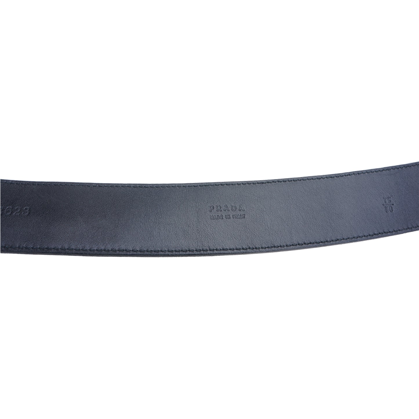 PRADA LOGO BUCKLE LEATHER BELT - leefluxury.com