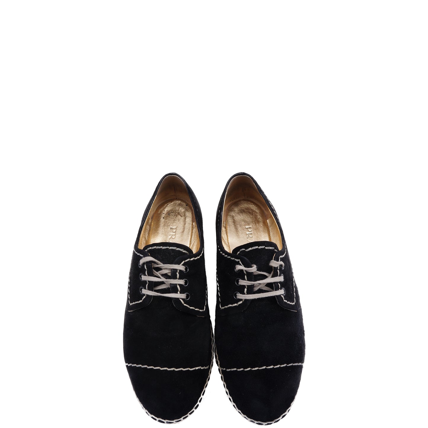PRADA BLACK SUEDE FLATFORM ESPADRILLES - leefluxury.com