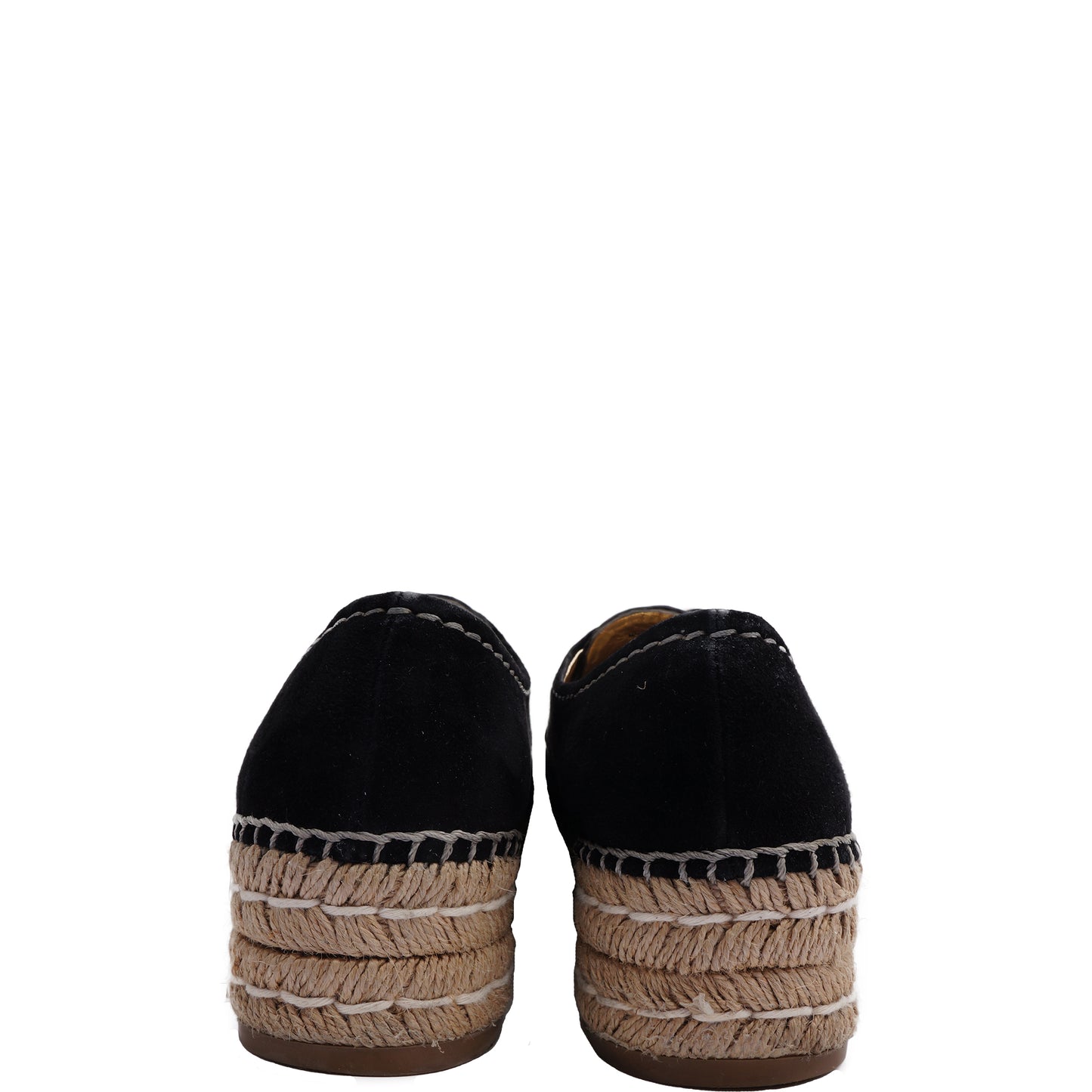 PRADA BLACK SUEDE FLATFORM ESPADRILLES - leefluxury.com