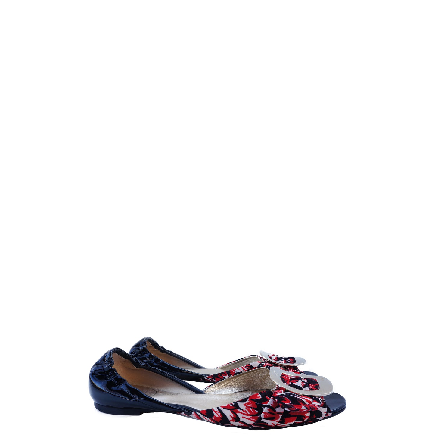 ROGER VIVIER FLORAL BUCKLE D'ORSAY FLATS - leefluxury.com