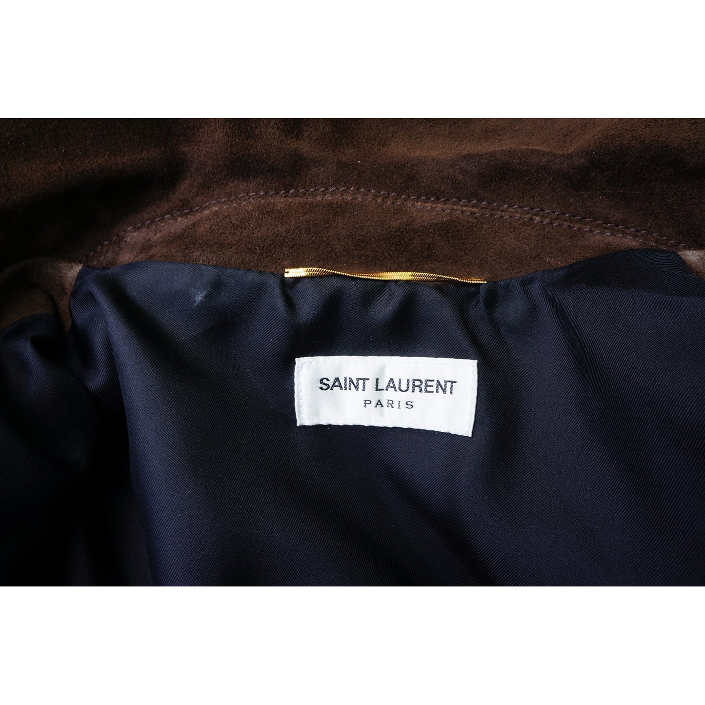 SAINT LAURENT BROWN SUEDE STUDDED JACKET - leefluxury.com