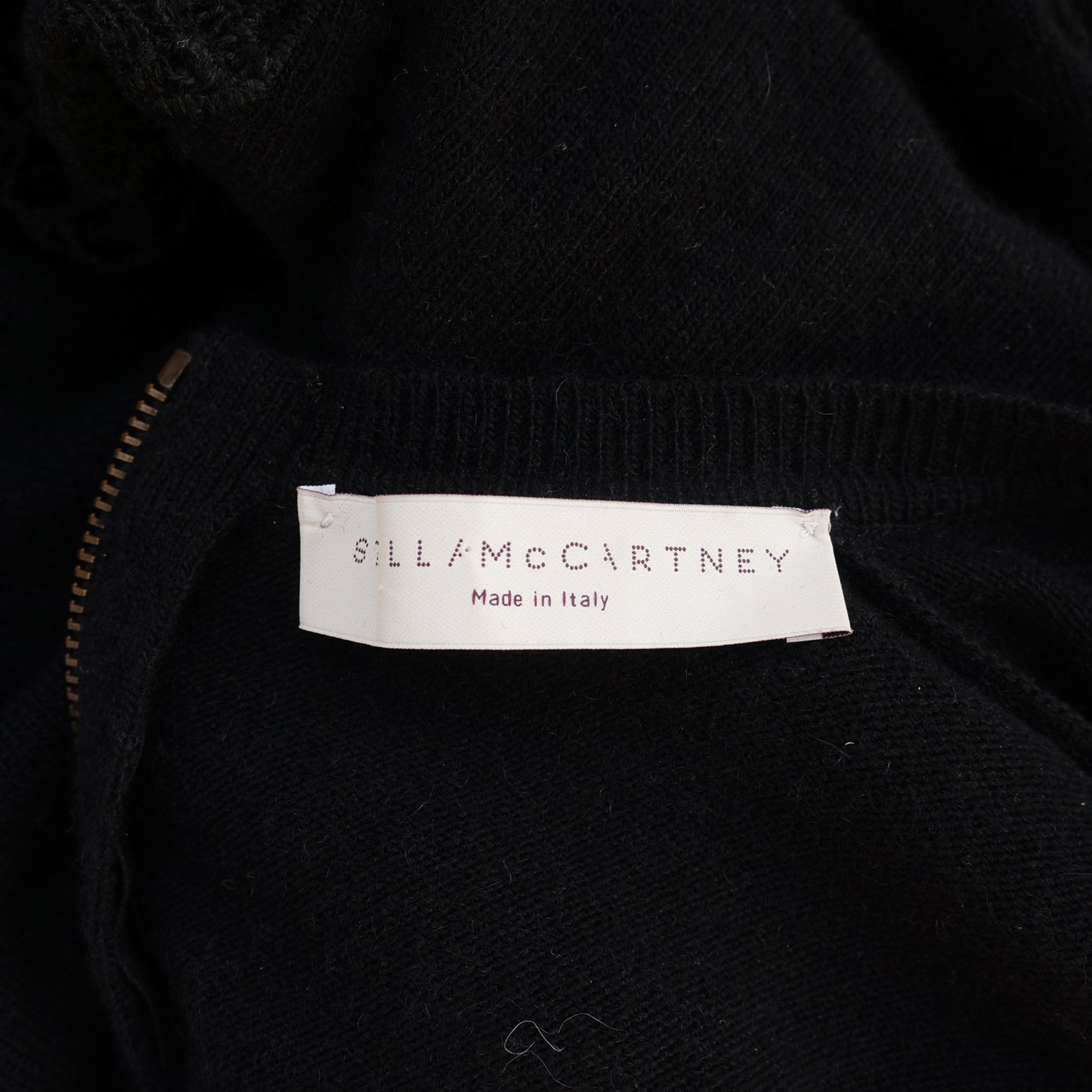 STELLA MCCARTNEY LACE APPLIQUE LONG BLACK SWEATER TUNIC - leefluxury.com