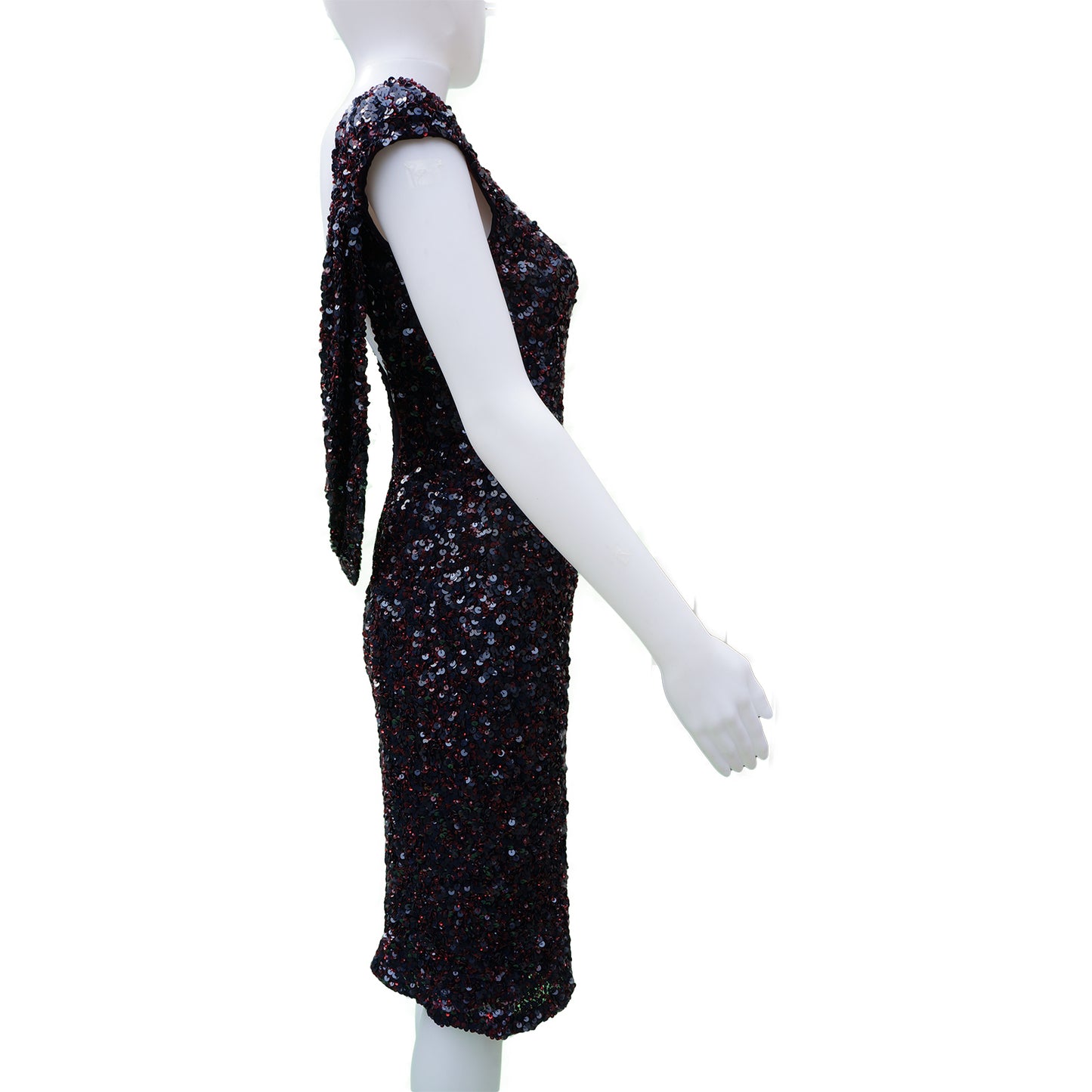 THEIA BURGUNDY SEQUIN DRESS - leefluxury.com