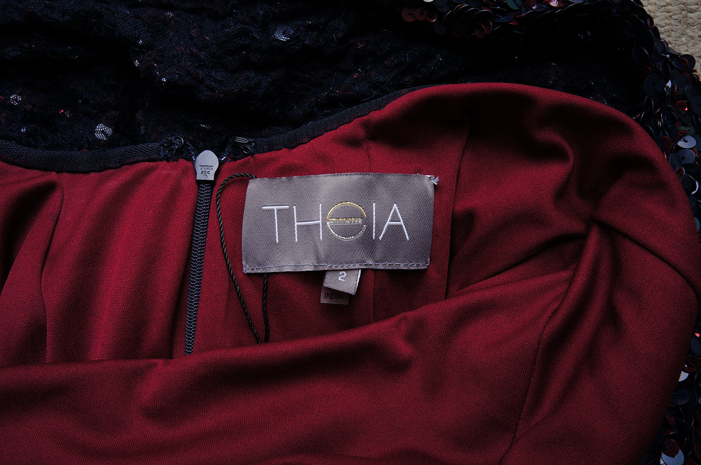 THEIA BURGUNDY SEQUIN DRESS - leefluxury.com