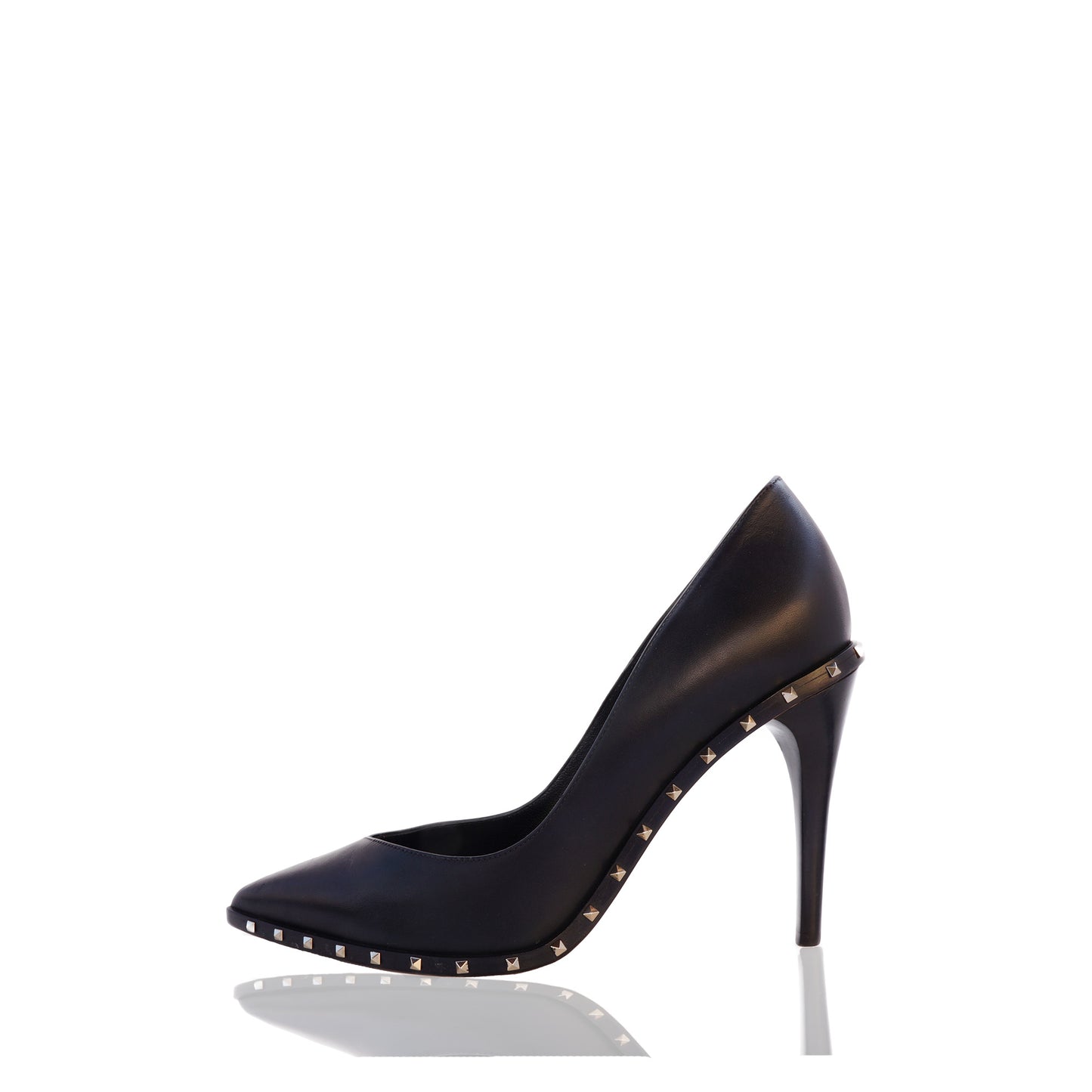 VALENTINO ROCKSTUD BLACK LEATHER PUMPS - leefluxury.com