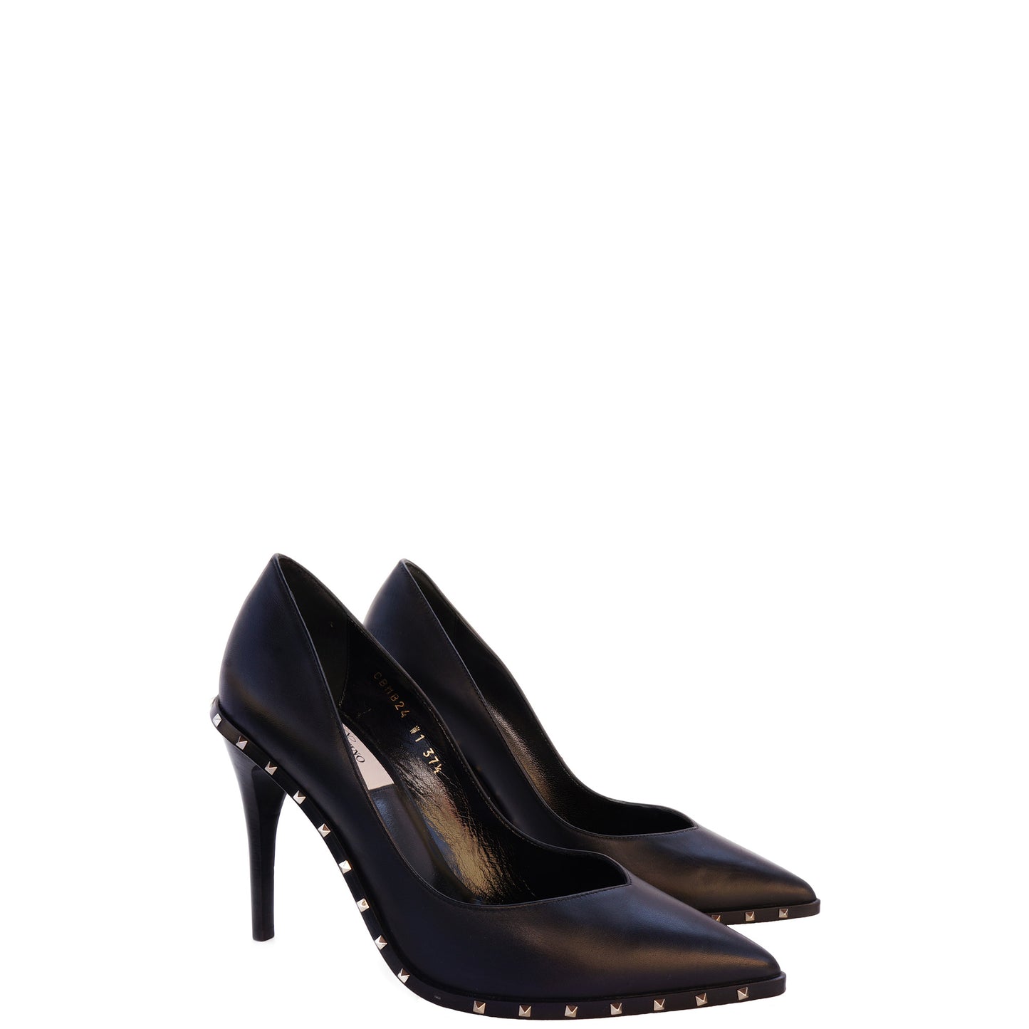 VALENTINO ROCKSTUD BLACK LEATHER PUMPS - leefluxury.com