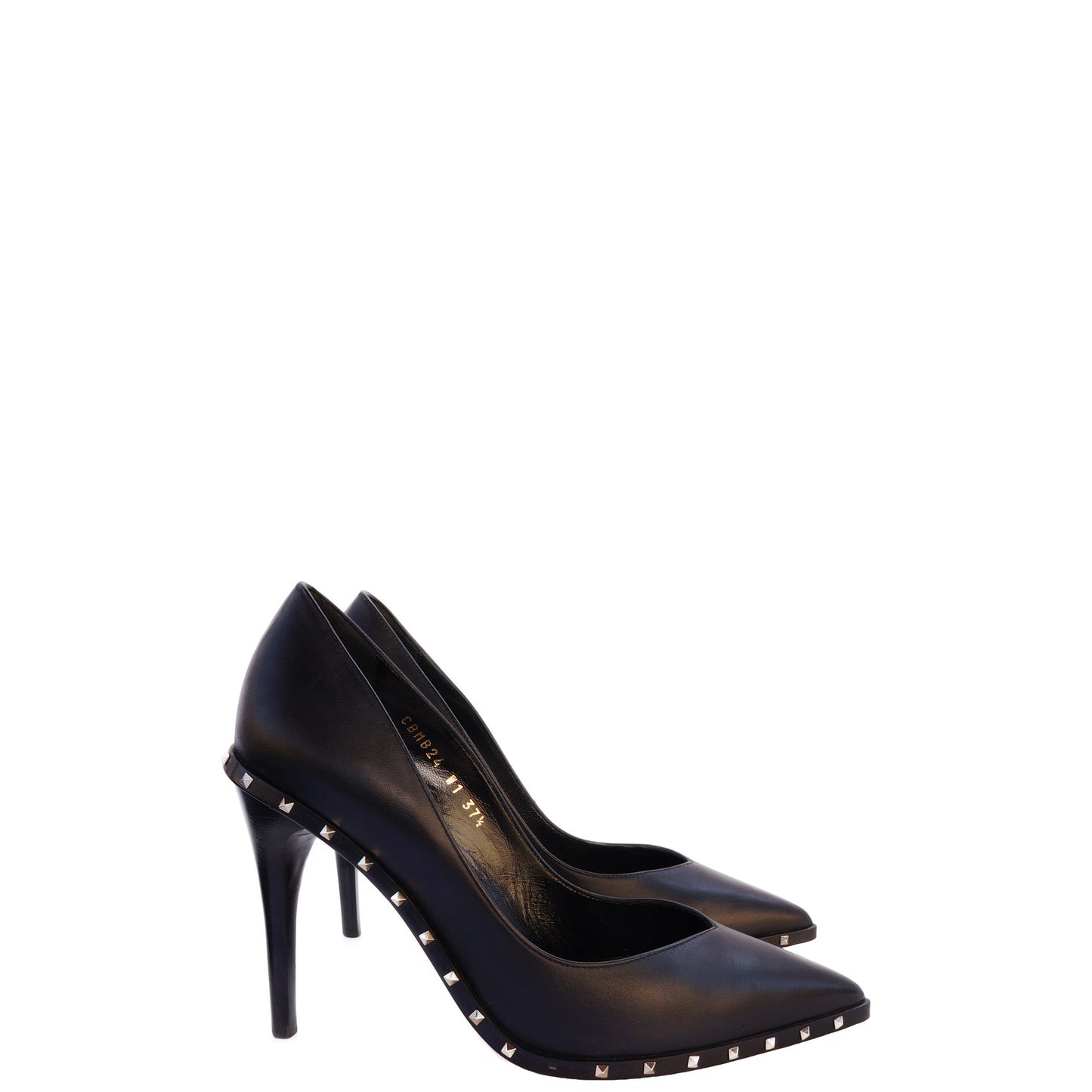 VALENTINO ROCKSTUD BLACK LEATHER PUMPS - leefluxury.com