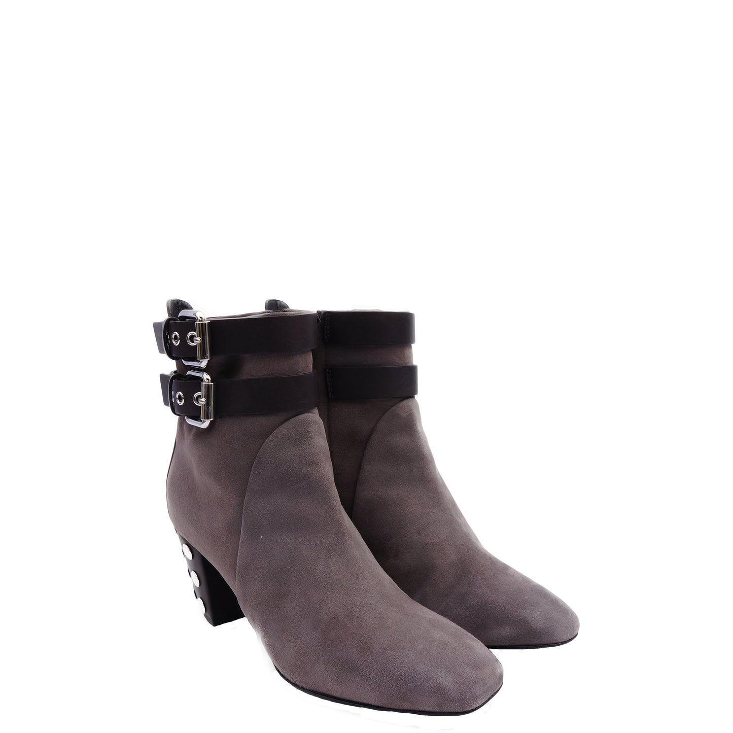 GIUSEPPE ZANOTTI STUD-EMBELLISHED TAUPE SUEDE BOOTIES - leefluxury.com