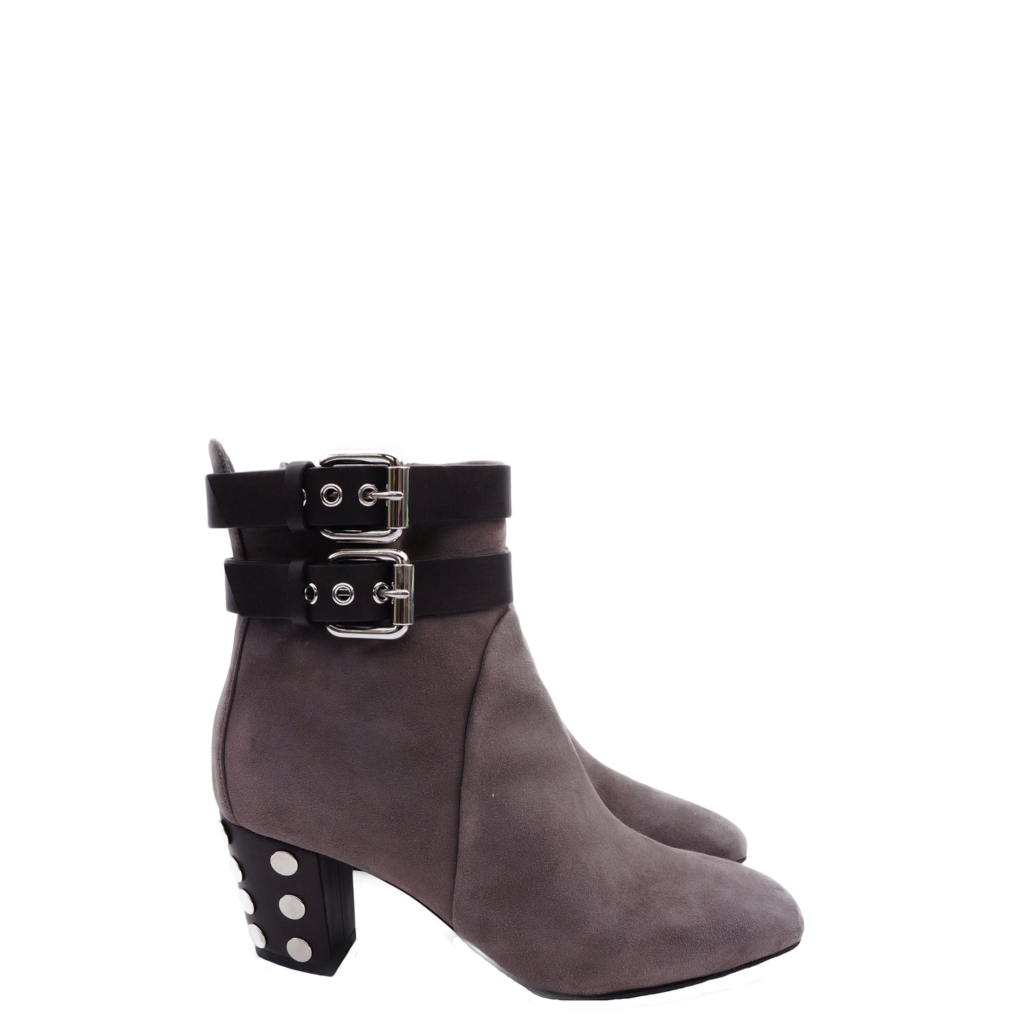 GIUSEPPE ZANOTTI STUD-EMBELLISHED TAUPE SUEDE BOOTIES - leefluxury.com