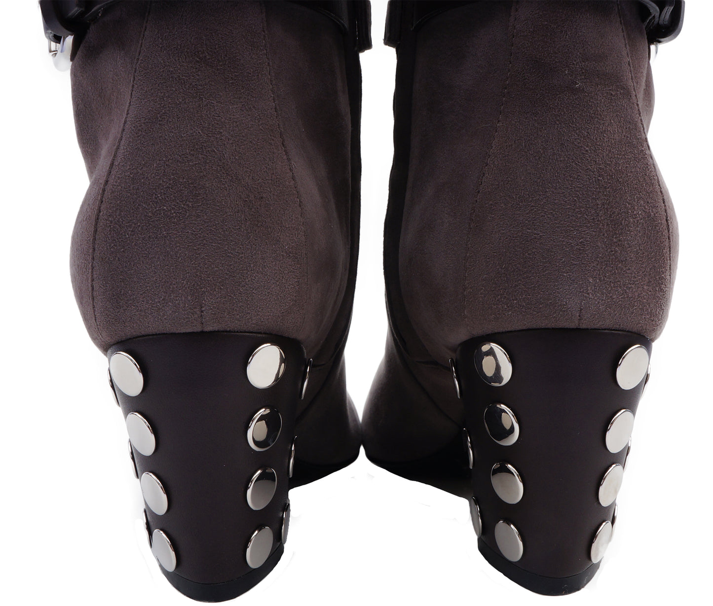 GIUSEPPE ZANOTTI STUD-EMBELLISHED TAUPE SUEDE BOOTIES - leefluxury.com
