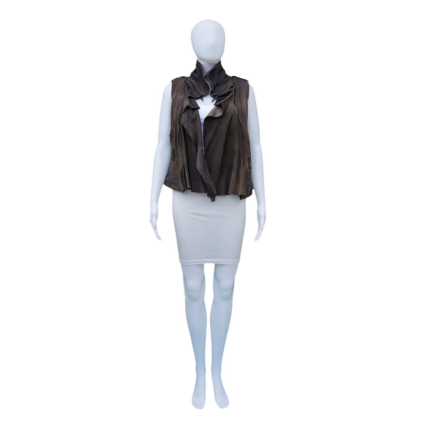 ALL SAINTS GREY SUEDE VEST - leefluxury.com