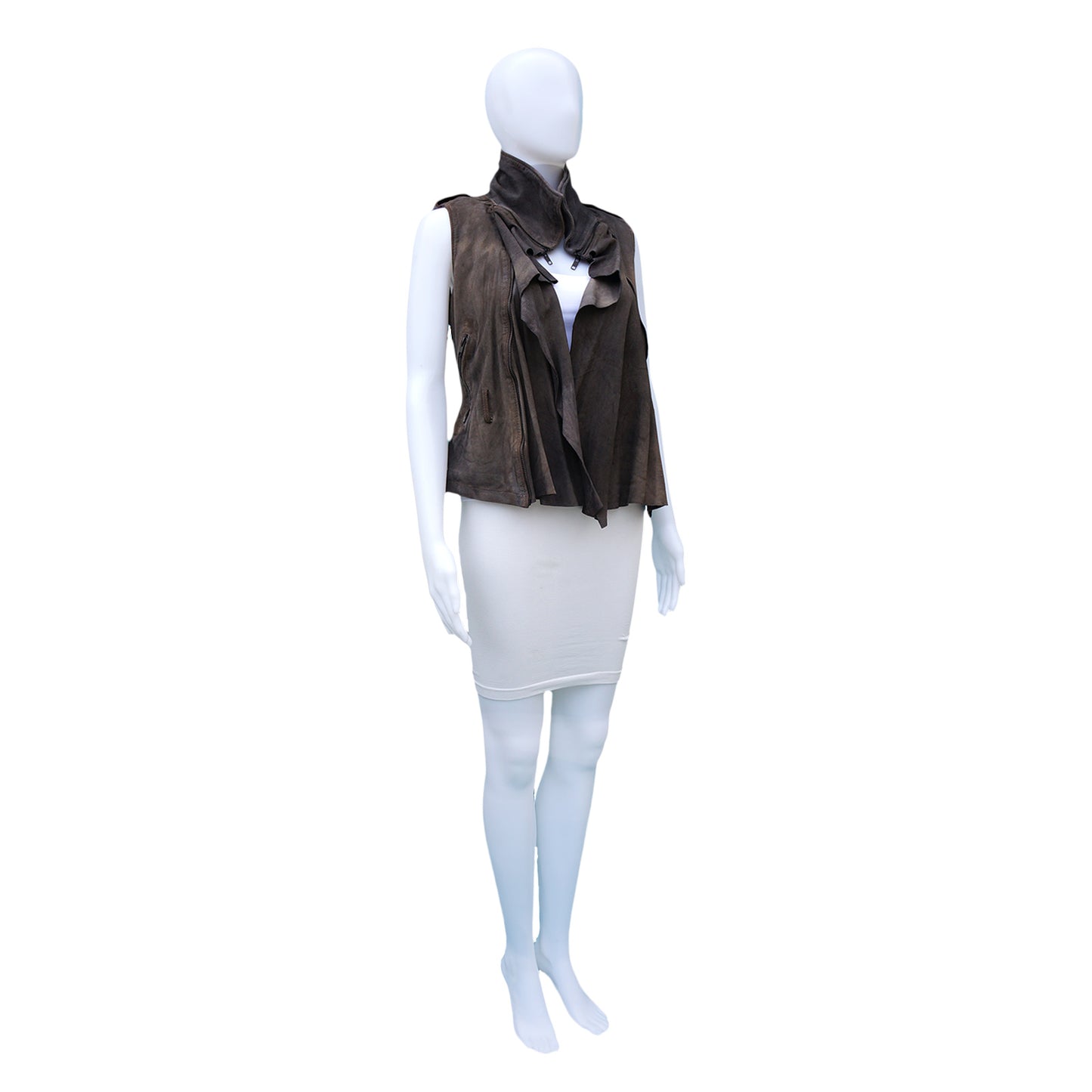 ALL SAINTS GREY SUEDE VEST - leefluxury.com