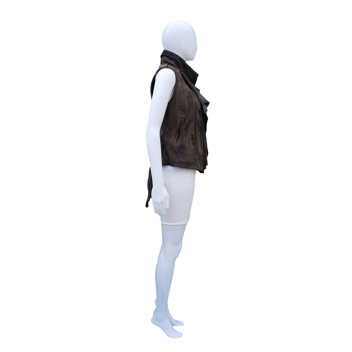ALL SAINTS GREY SUEDE VEST - leefluxury.com