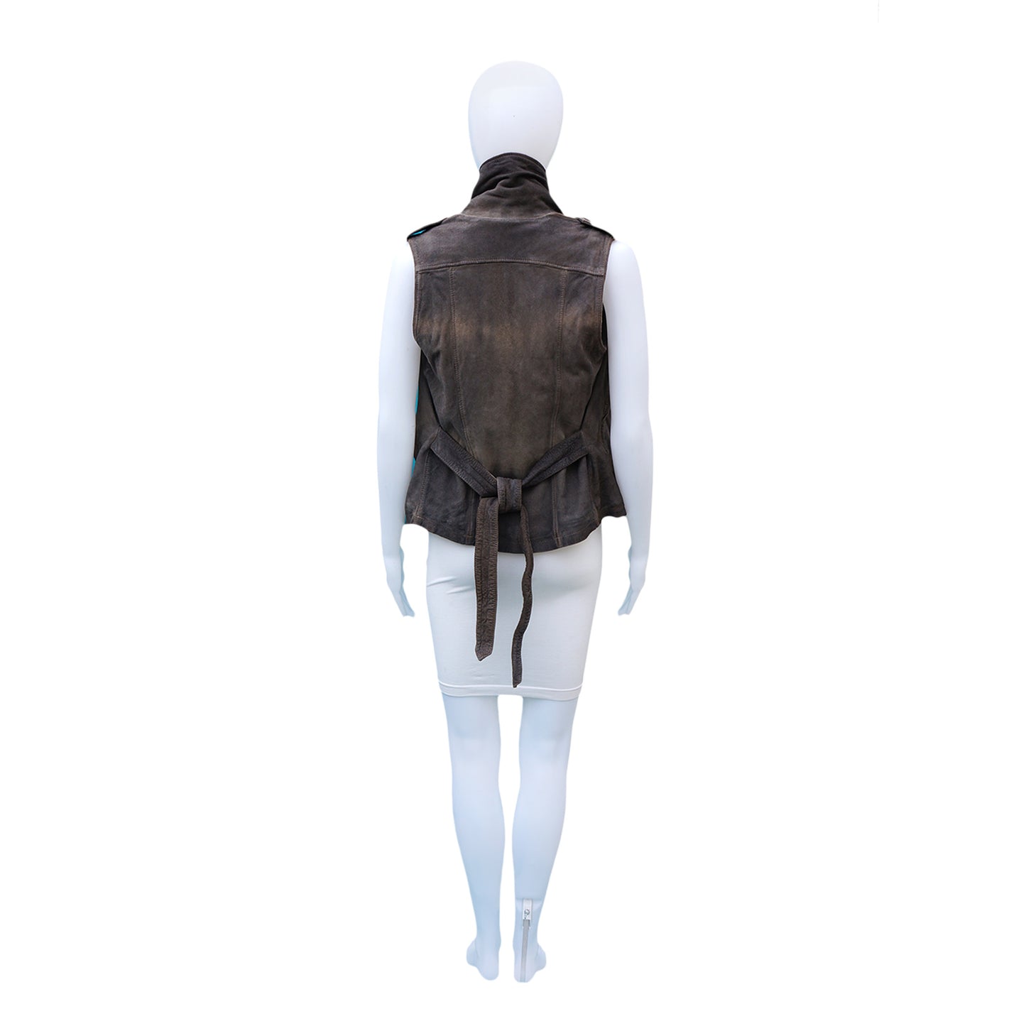 ALL SAINTS GREY SUEDE VEST - leefluxury.com