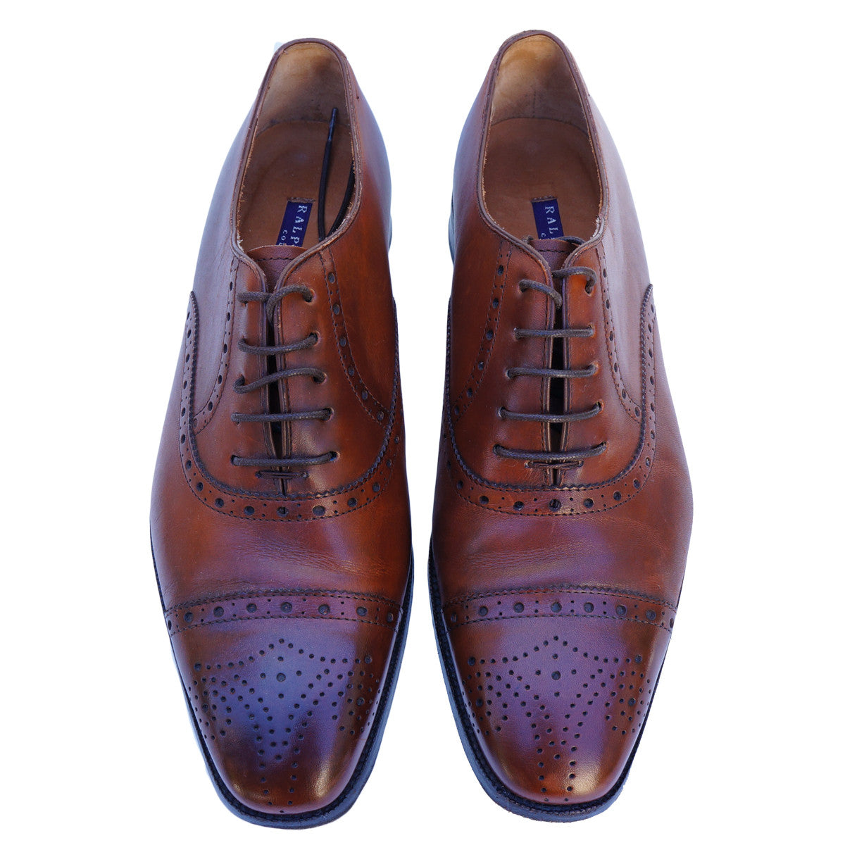 RALPH LAUREN THATCHER BROWN OXFORD SHOE - leefluxury.com