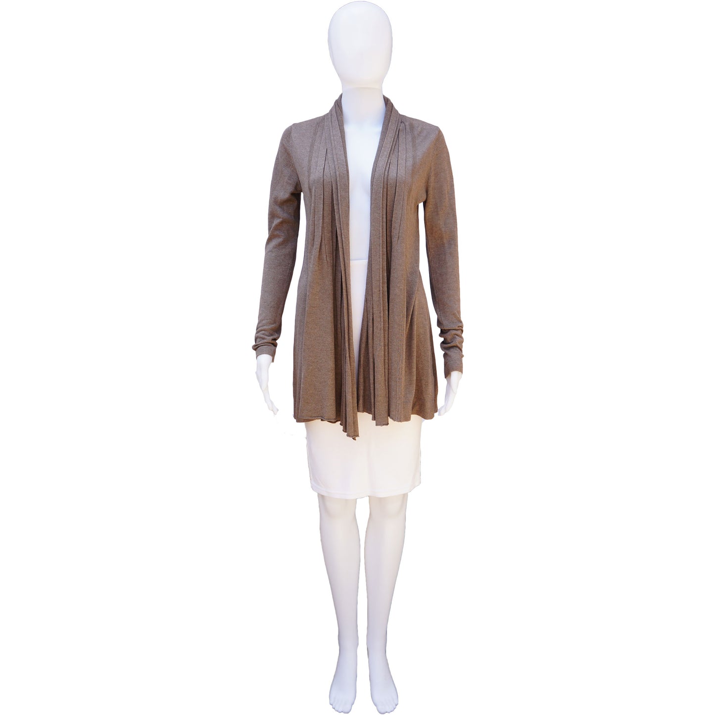LINE TAUPE CASHMERE BLEND OPEN KNIT CARDIGAN - leefluxury.com