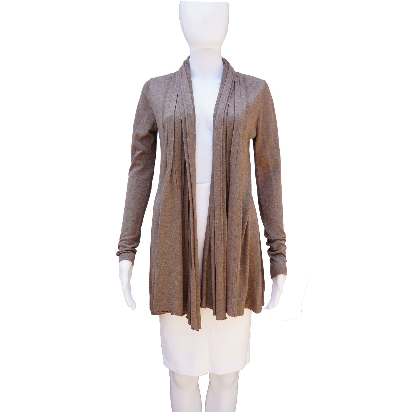 LINE TAUPE CASHMERE BLEND OPEN KNIT CARDIGAN - leefluxury.com