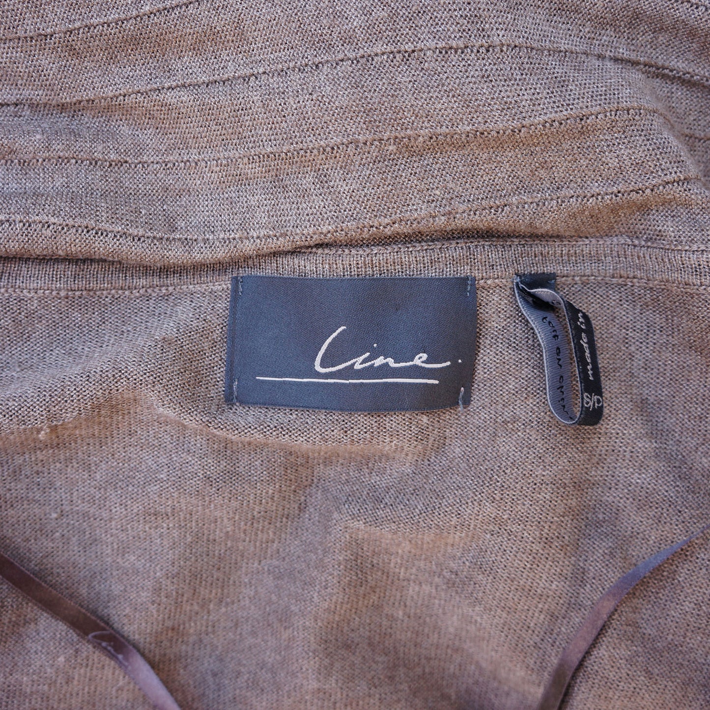 LINE TAUPE CASHMERE BLEND OPEN KNIT CARDIGAN - leefluxury.com