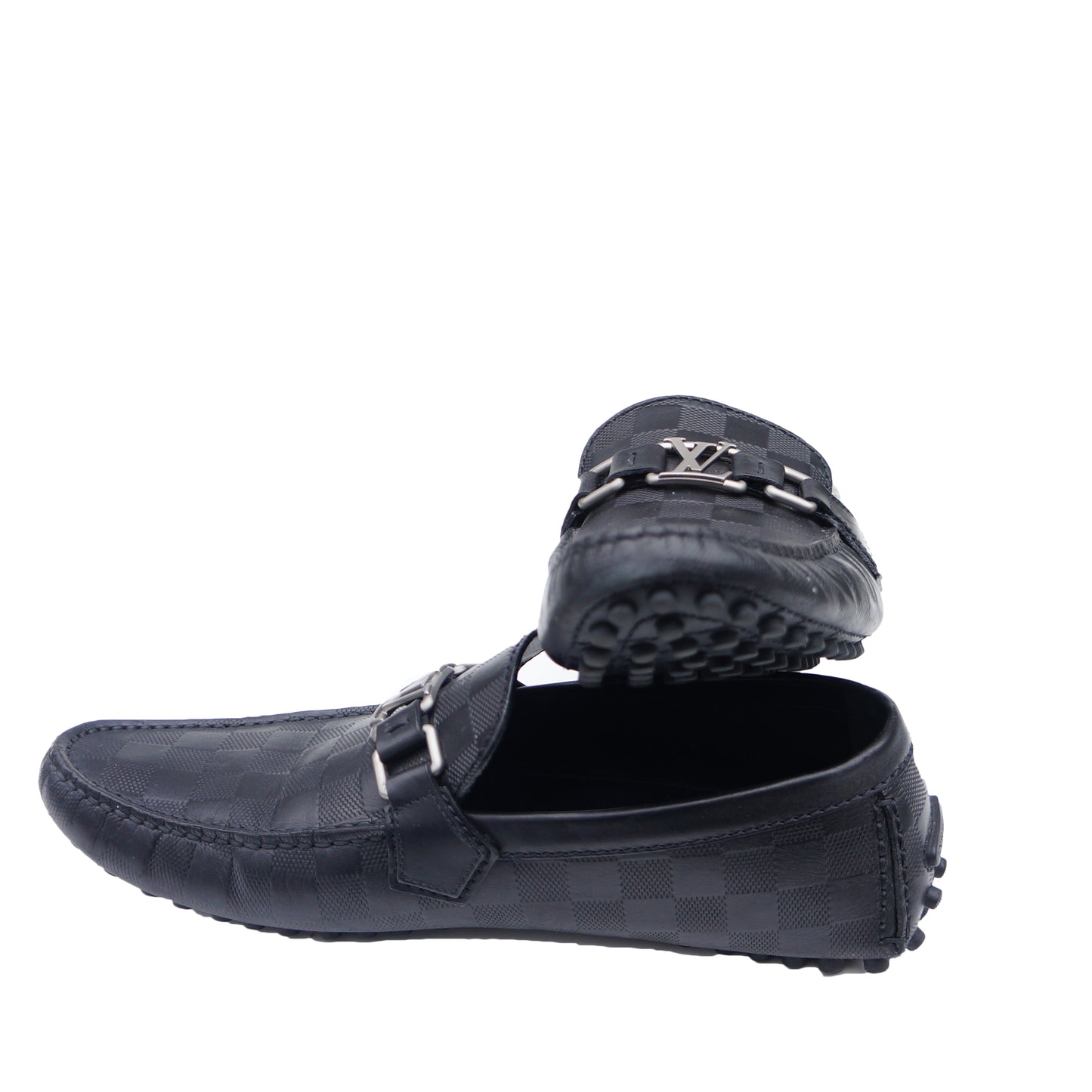 LOUIS VUITTON DAMIER HOCKENHEIM MOCCASIN INITIALS DRIVING LOAFER - leefluxury.com