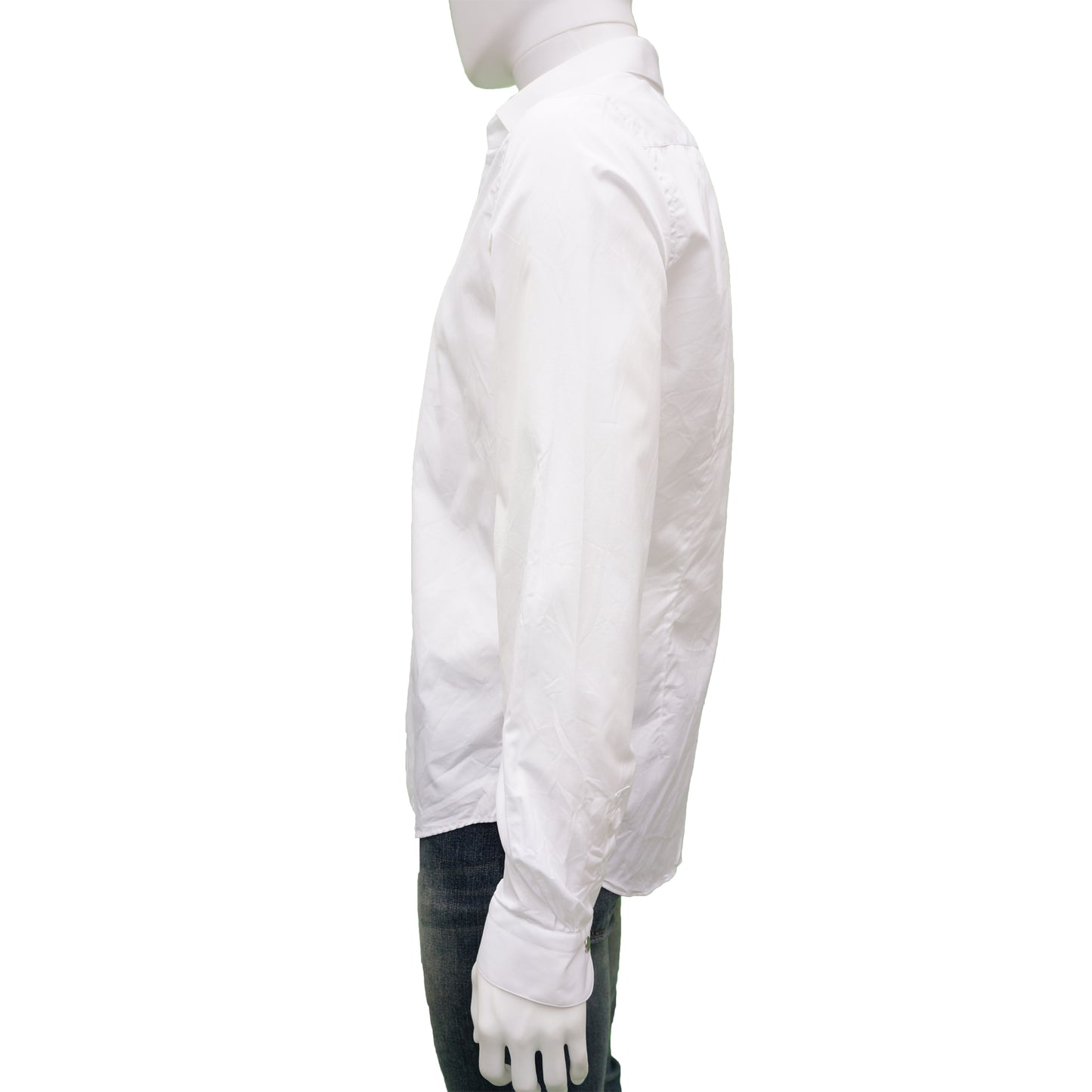 LOUIS VUITTON WHITE COTTON ROUND CUFF DRESS SHIRT - leefluxury.com