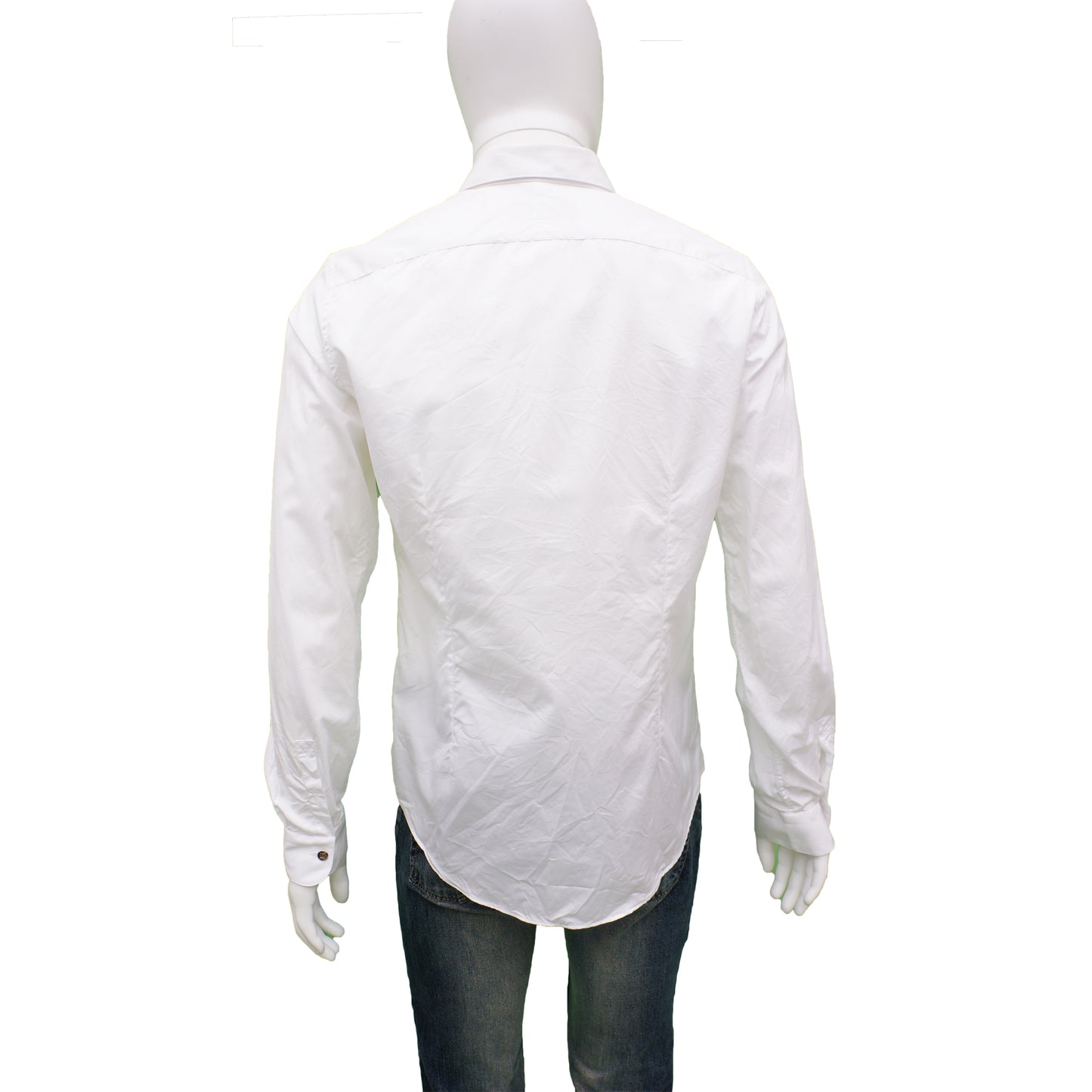 LOUIS VUITTON WHITE COTTON ROUND CUFF DRESS SHIRT - leefluxury.com