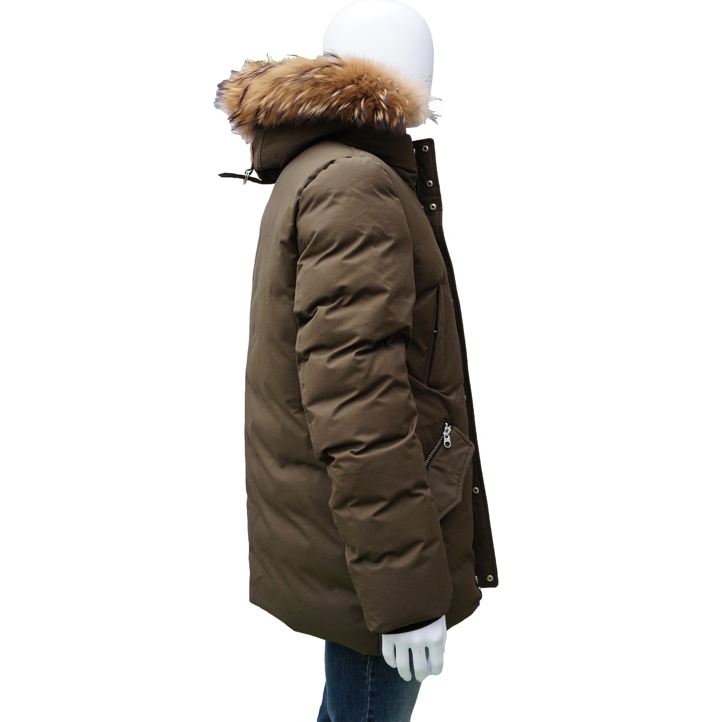 MACKAGE OLIVE GREEN DETACHABLE FUR TRIM PARKA PUFFER COAT - leefluxury.com