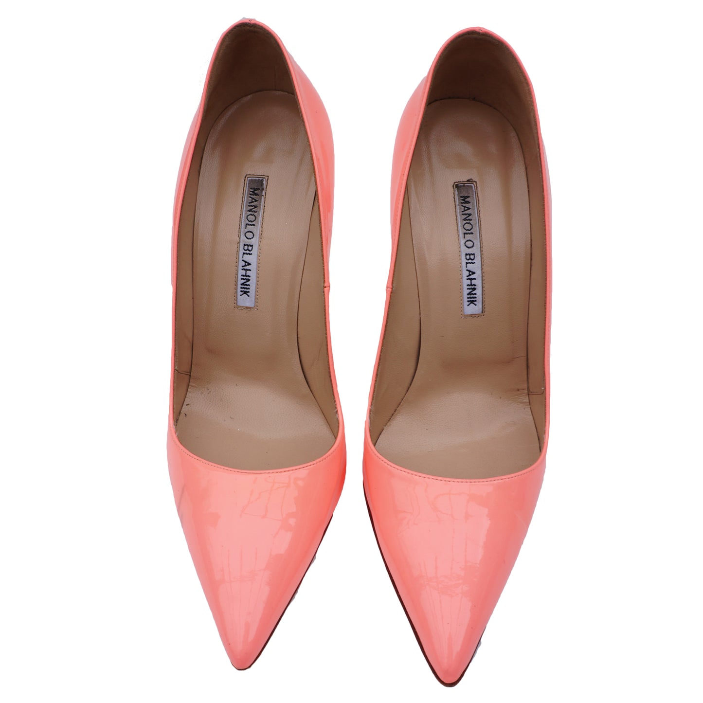 MANOLO BLAHNIK BB CORAL PATENT LEATHER PUMP - leefluxury.com