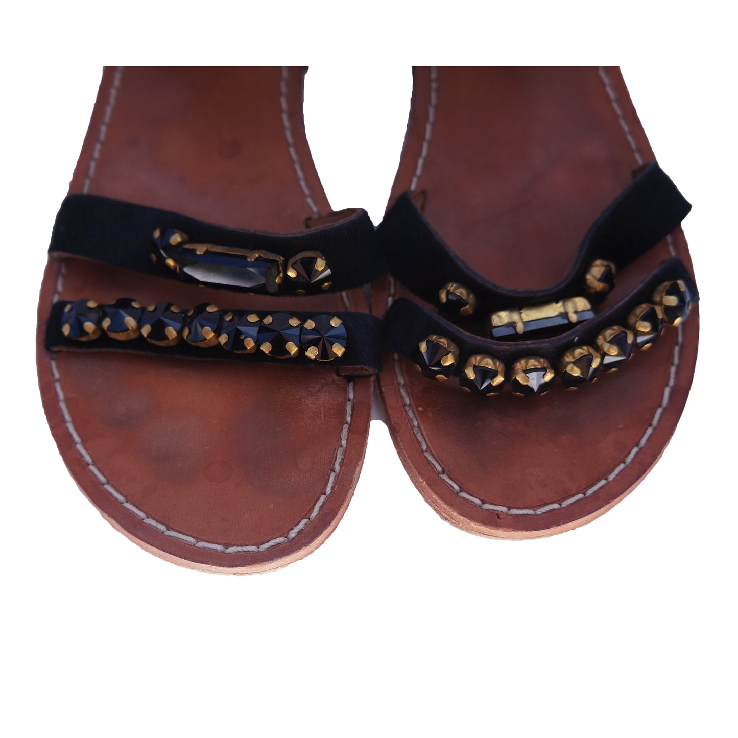 MARNI CRYSTAL FLAT LEATHER AND PONYHAIR SANDAL - leefluxury.com