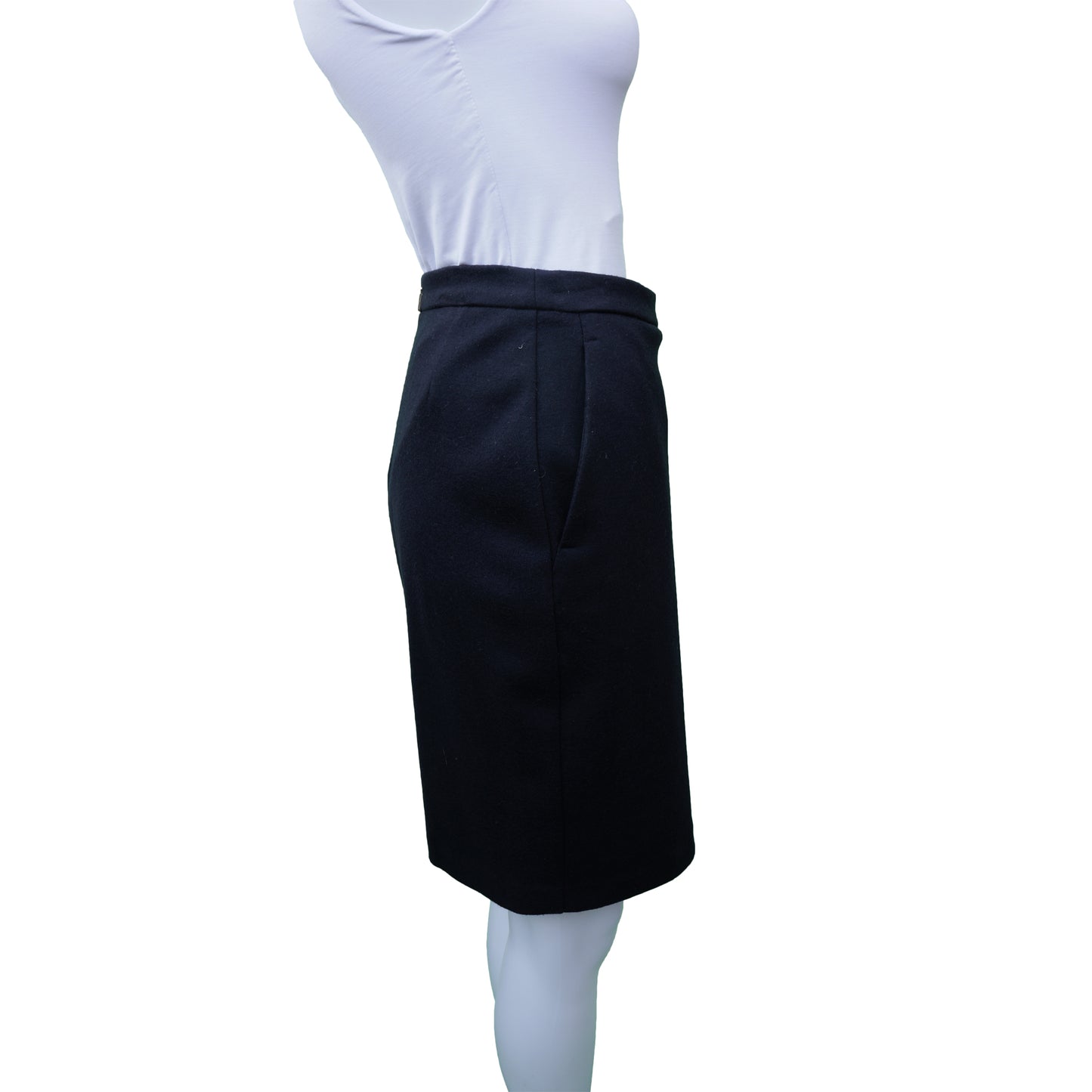 MAXMARA NAVY WOOL SKIRT - leefluxury.com