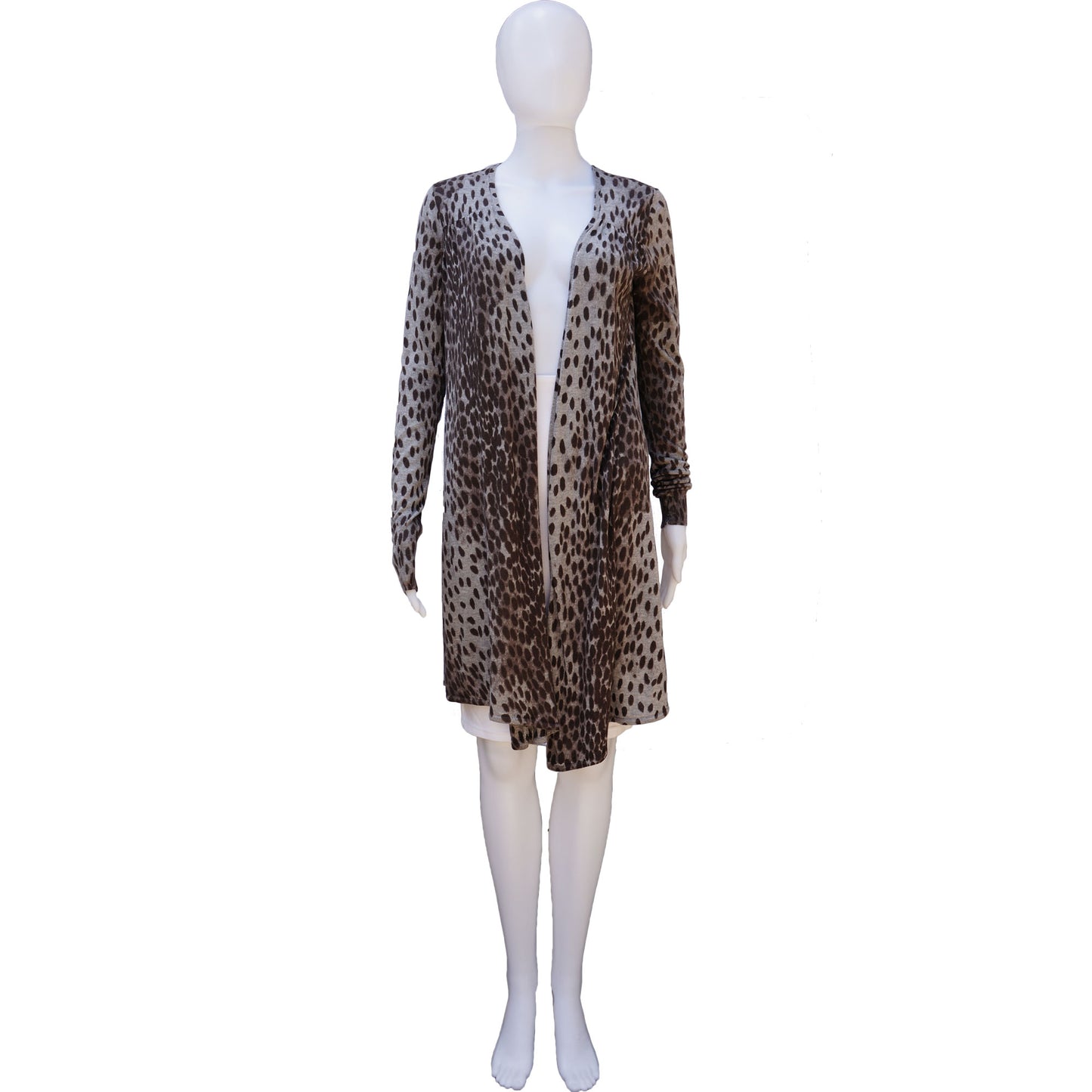REBECCA TAYLOR ANIMAL PRINT CASHMERE BLEND OPEN KNIT CARDIGAN - leefluxury.com