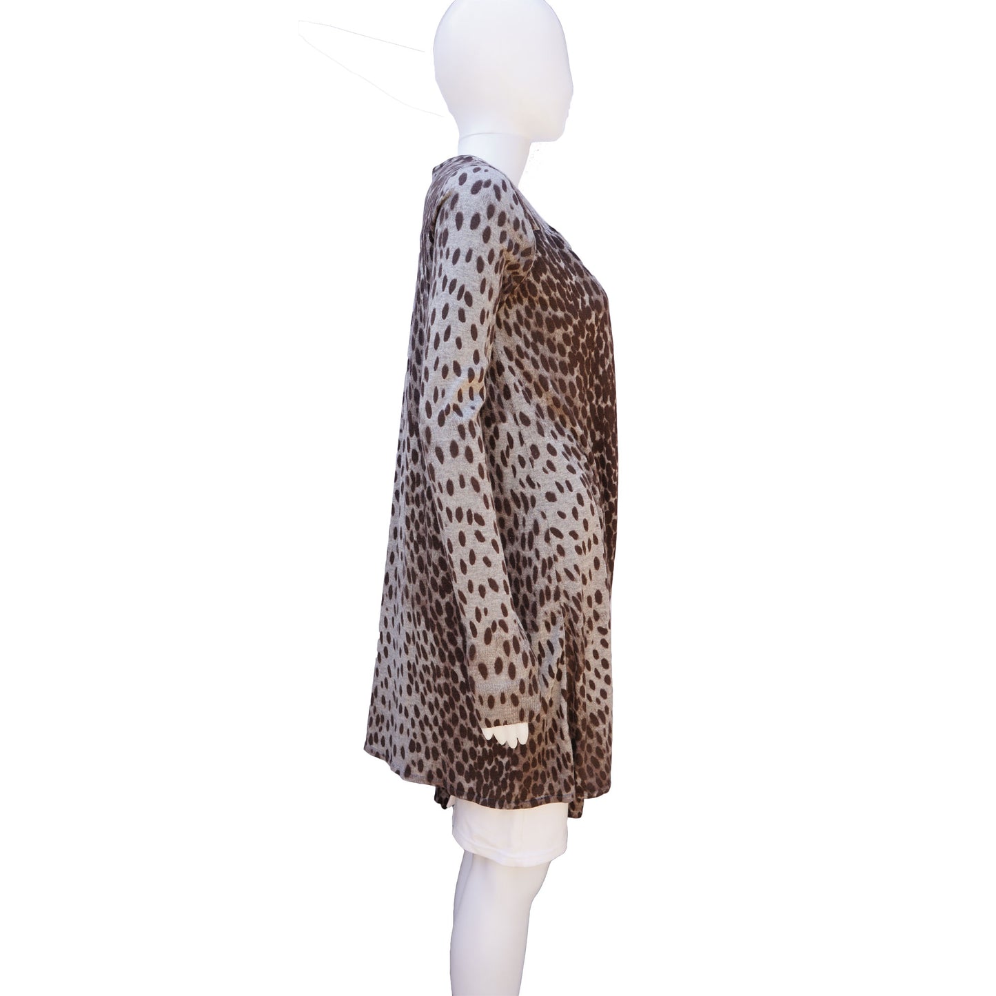 REBECCA TAYLOR ANIMAL PRINT CASHMERE BLEND OPEN KNIT CARDIGAN - leefluxury.com