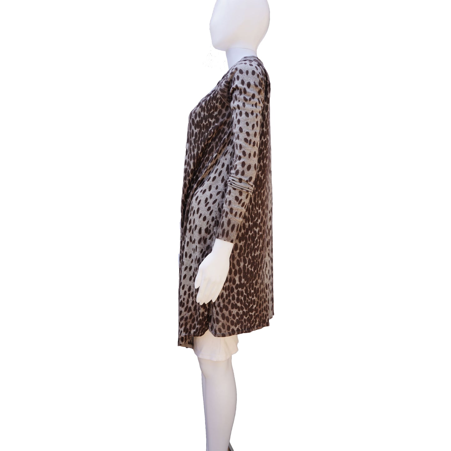 REBECCA TAYLOR ANIMAL PRINT CASHMERE BLEND OPEN KNIT CARDIGAN - leefluxury.com