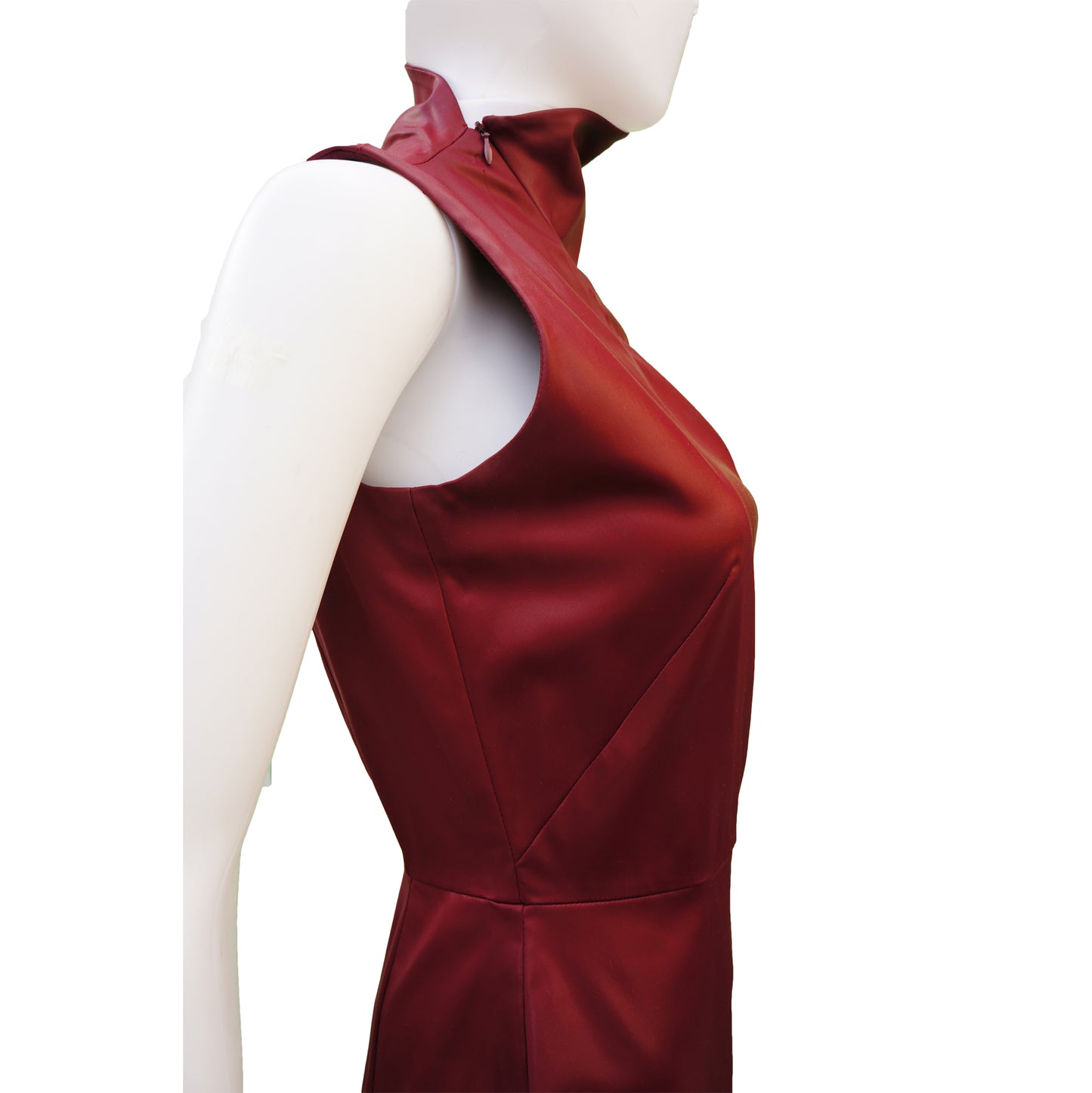 MISURA BURGUNDY FAUX LEATHER STRETCH DRESSS - leefluxury.com