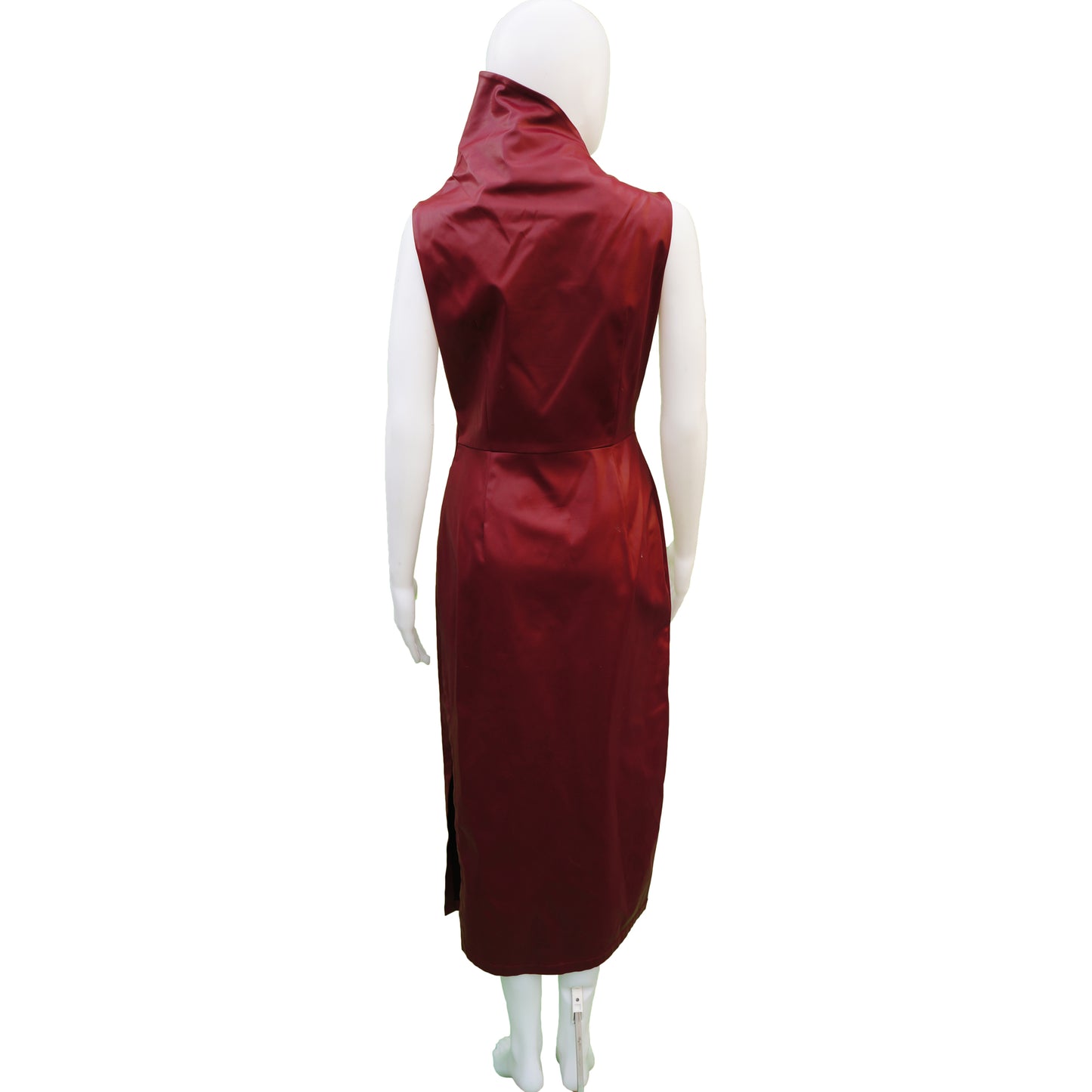MISURA BURGUNDY FAUX LEATHER STRETCH DRESSS - leefluxury.com