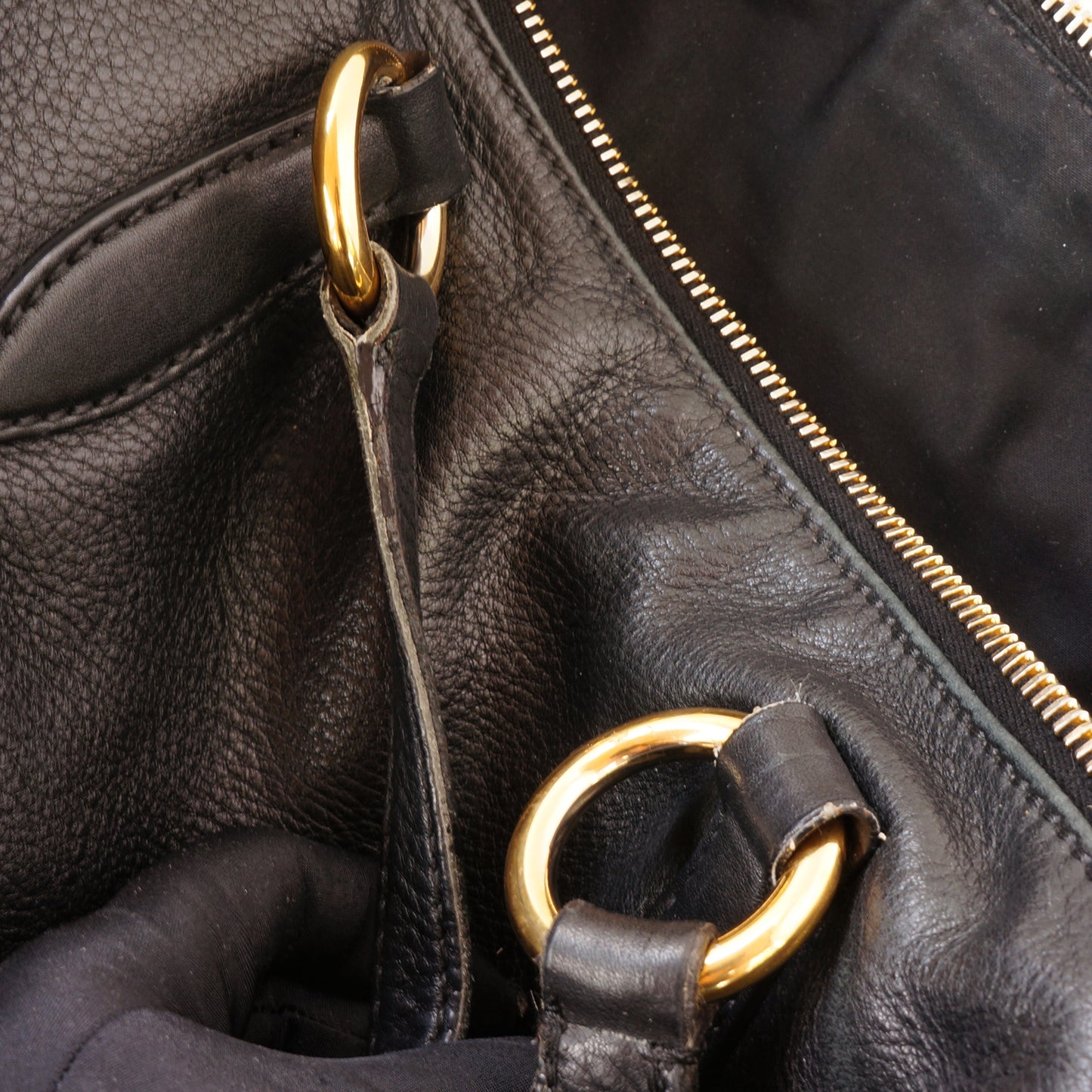 MIU MIU VITELLO LEATHER BLACK SATCHEL BAG - leefluxury.com