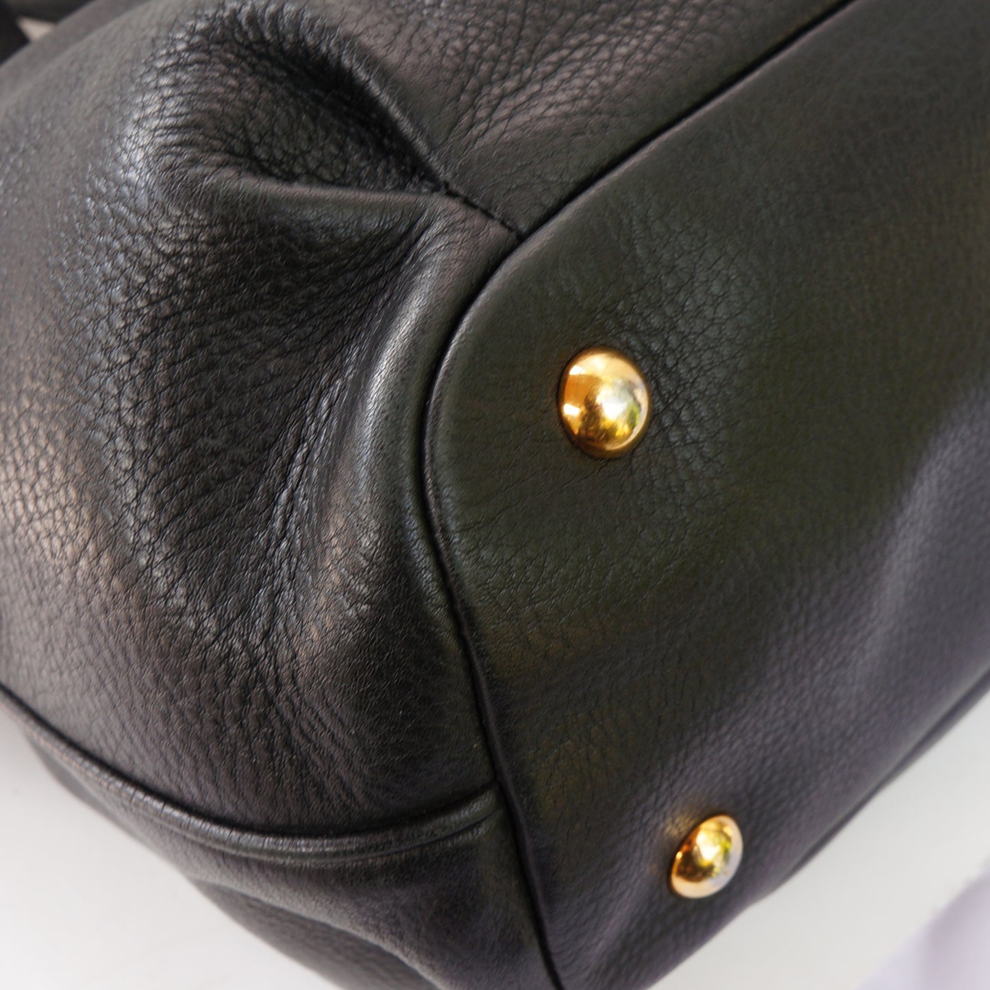 MIU MIU VITELLO LEATHER BLACK SATCHEL BAG - leefluxury.com