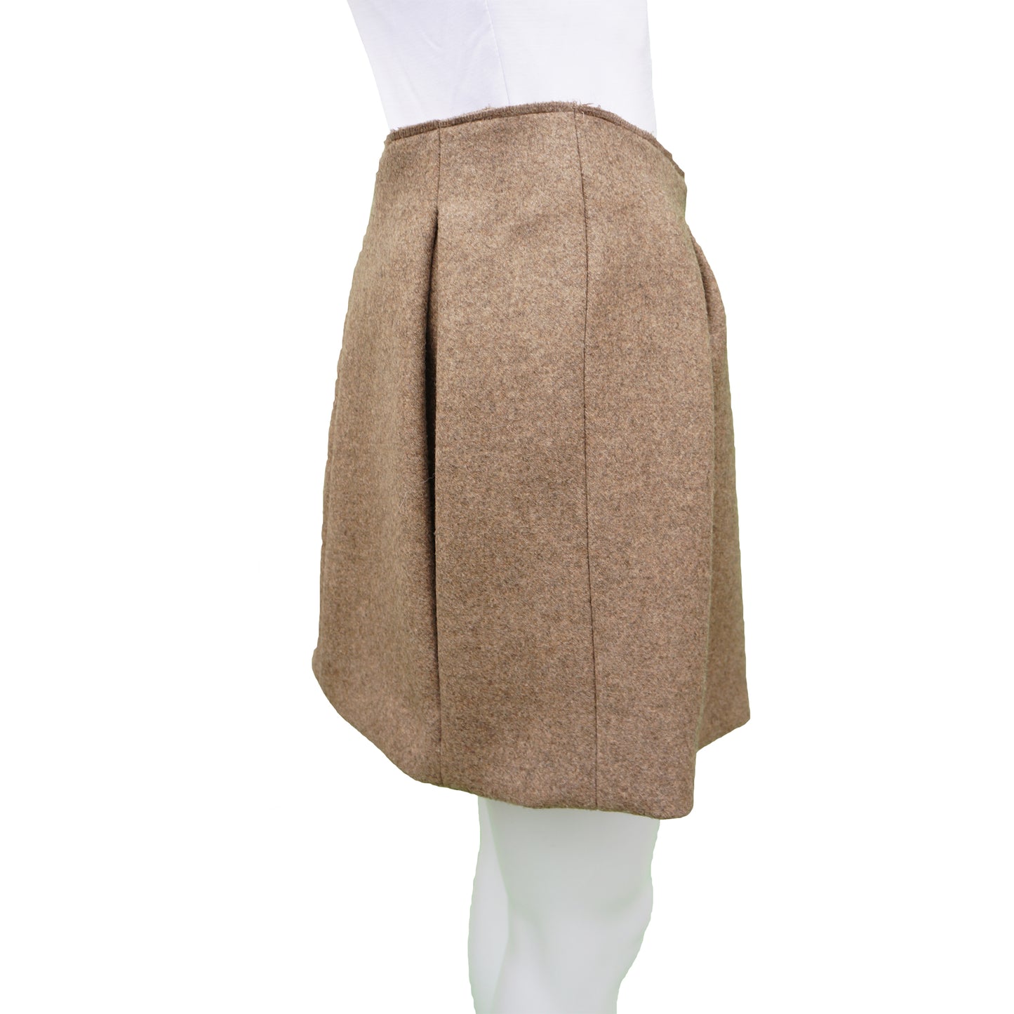 MIU MIU OATMEAL WOOL PLEATED MINI SKIRT - leefluxury.com