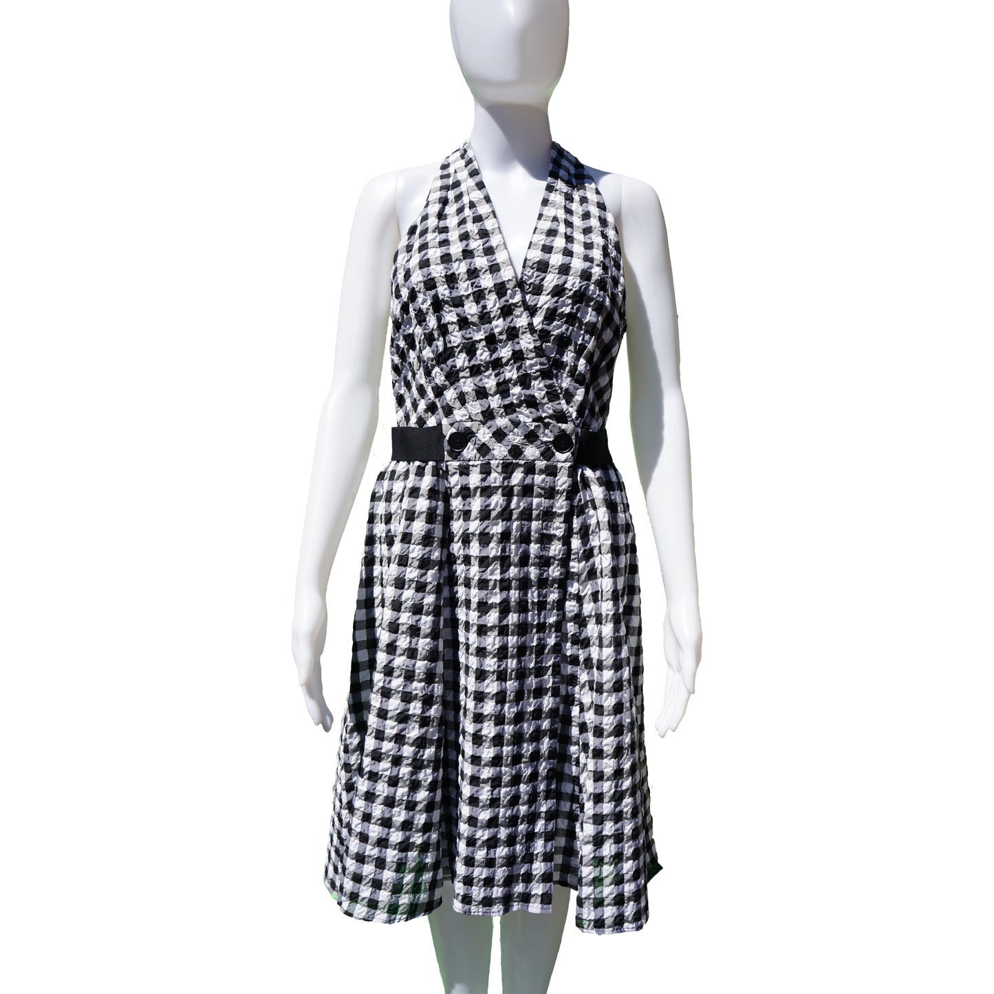 NANETTE LEPORE GINGHAM PRINT SLEEVELESS DRESS - leefluxury.com