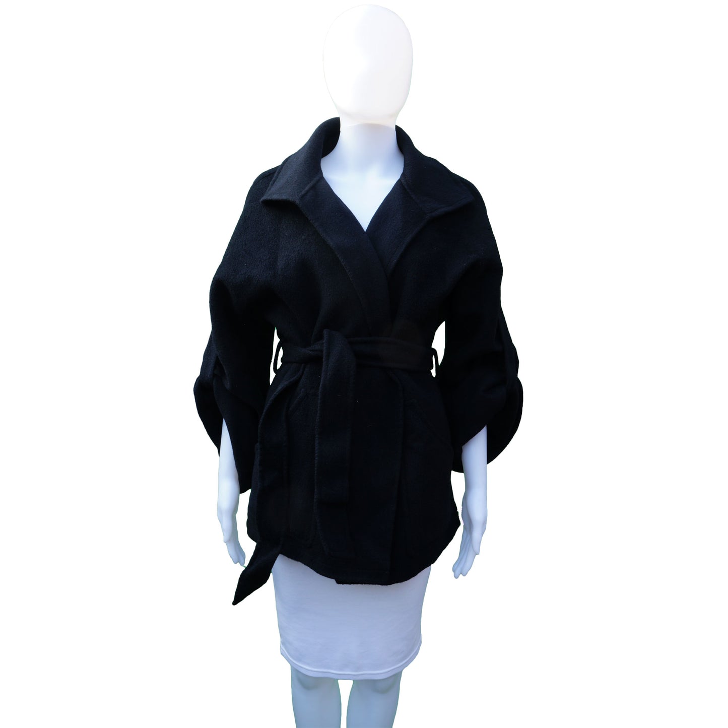 PAUL & JOE WOOL BLEND ROBE STYLE BELTED COAT - leefluxury.com