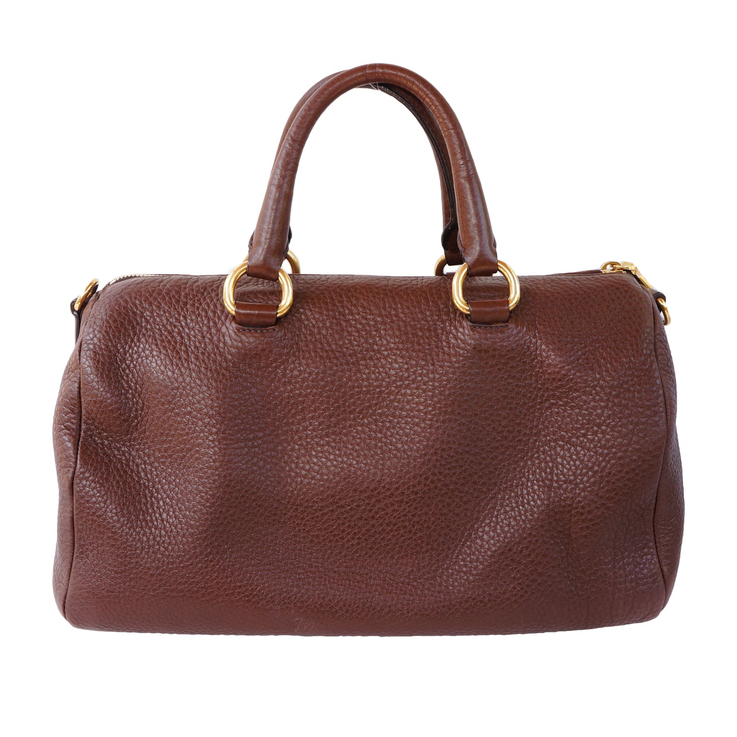 PRADA VITELLO DAINO BAULETTO LEATHER SATCHEL BAG - leefluxury.com